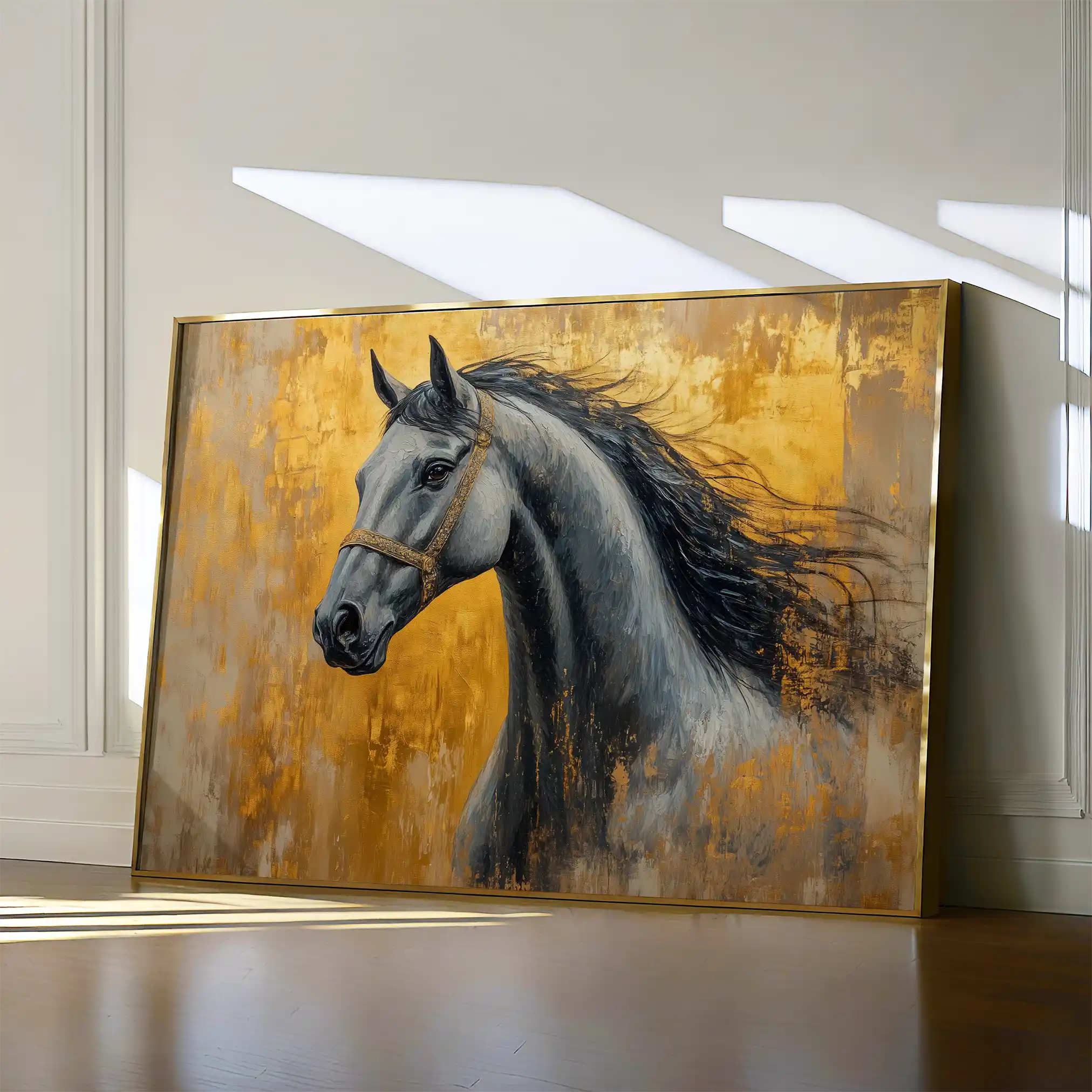 Horses 093 Canvas Art 60 x 40 cm / Black