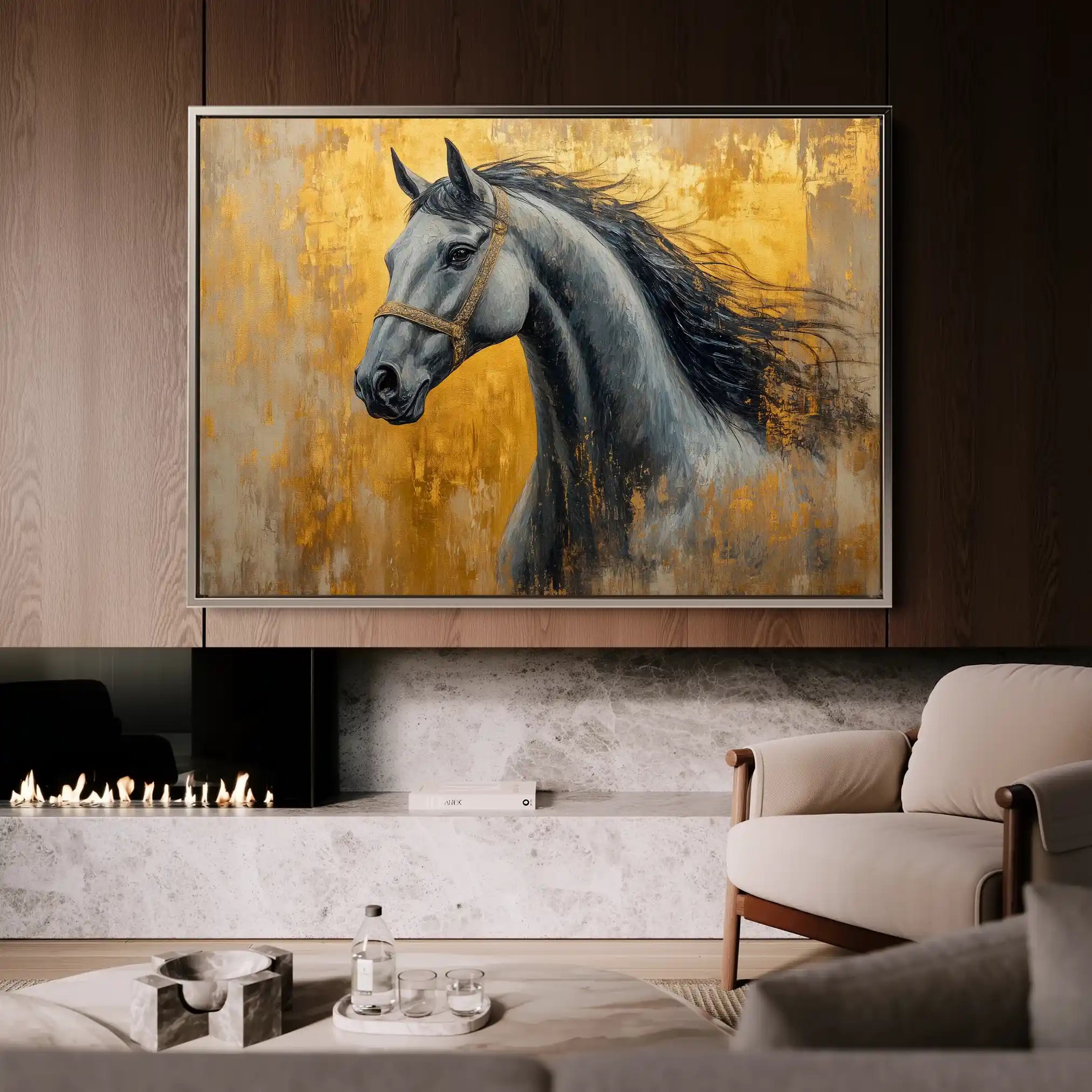 Horses 093 Canvas Art 60 x 40 cm / Black
