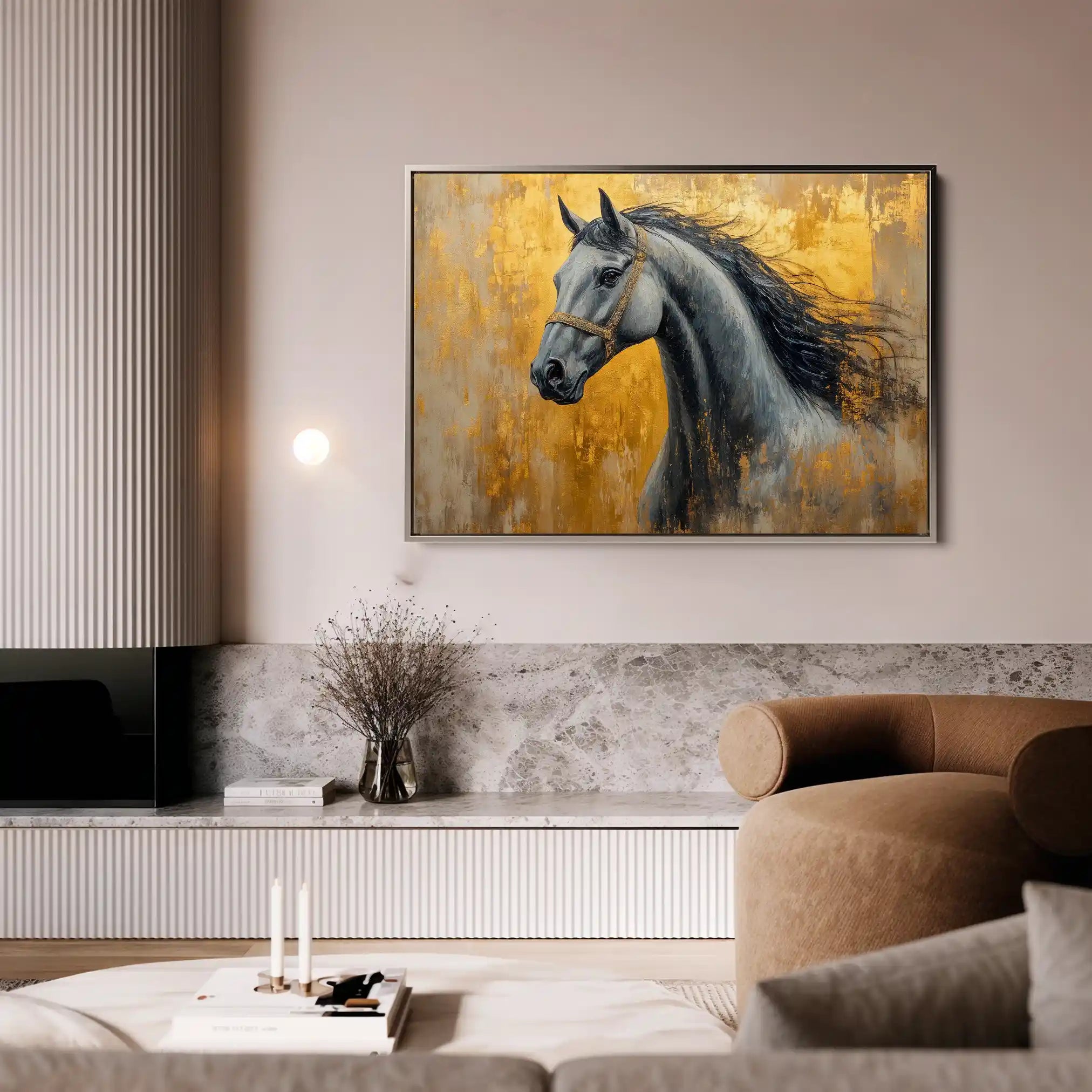 Horses 093 Canvas Art 60 x 40 cm / Black