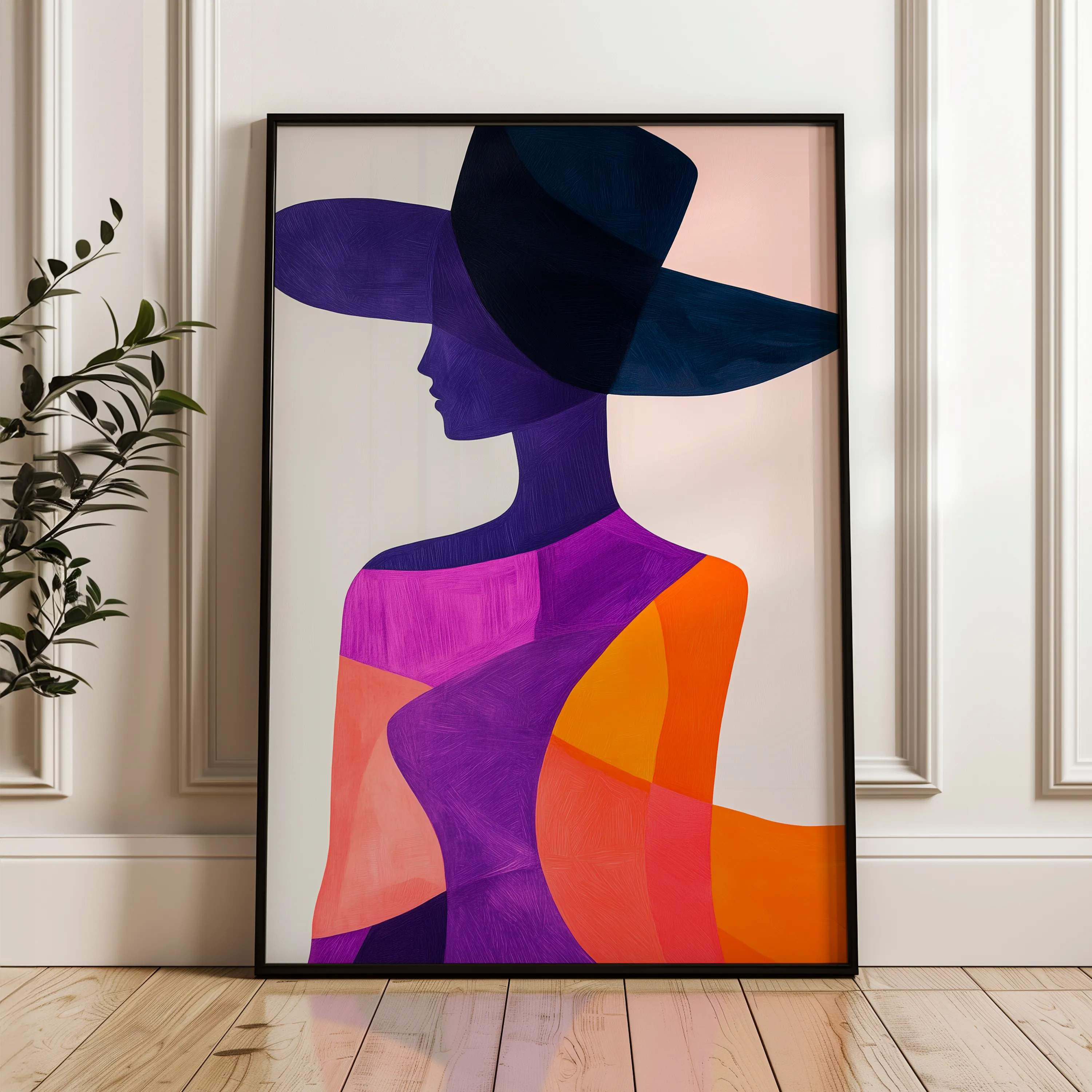 Portrait 093 Canvas Art 18" x 24" / 45 x 60 cm / Black