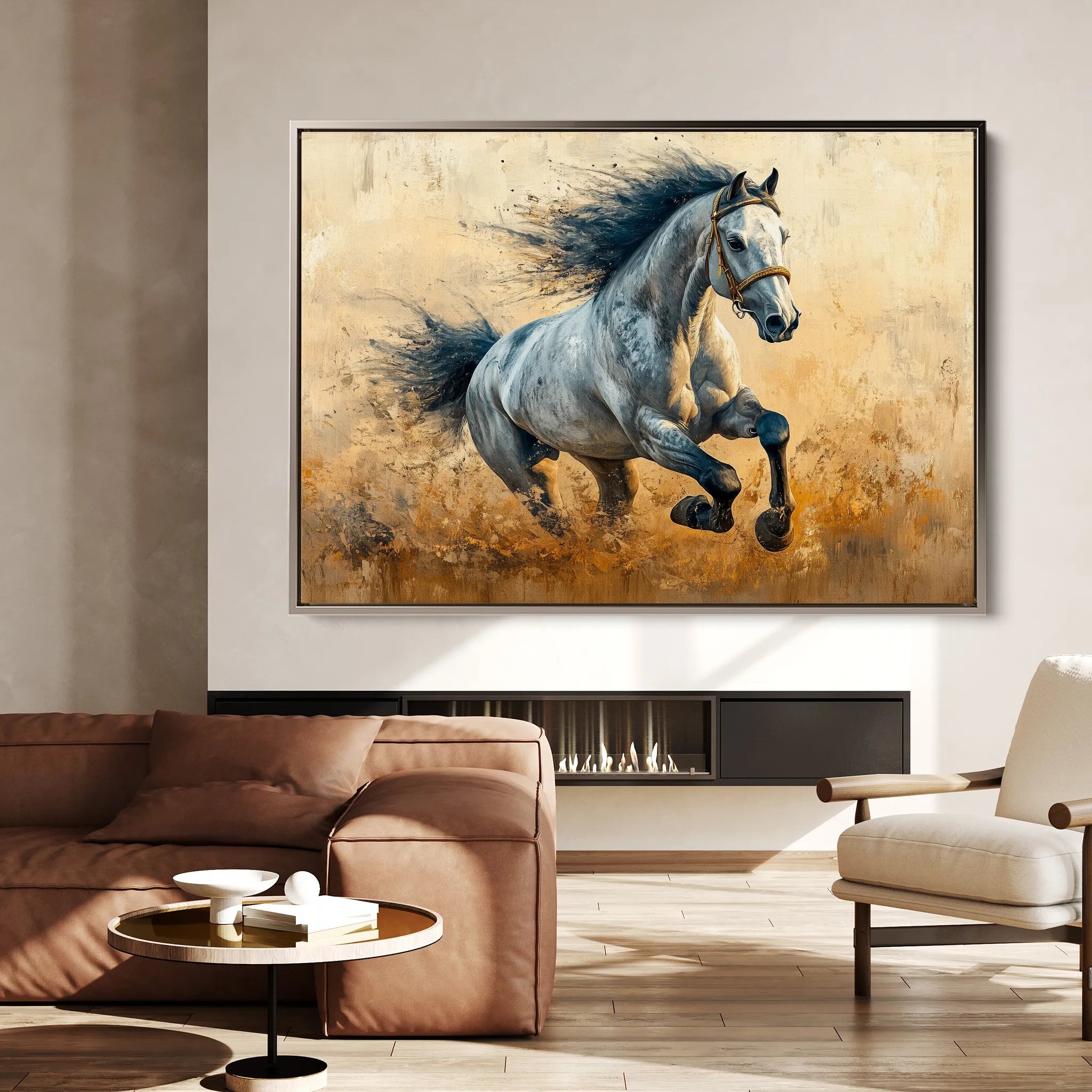 Horses 094 Canvas Art 18" x 24" / 45 x 60 cm / Black
