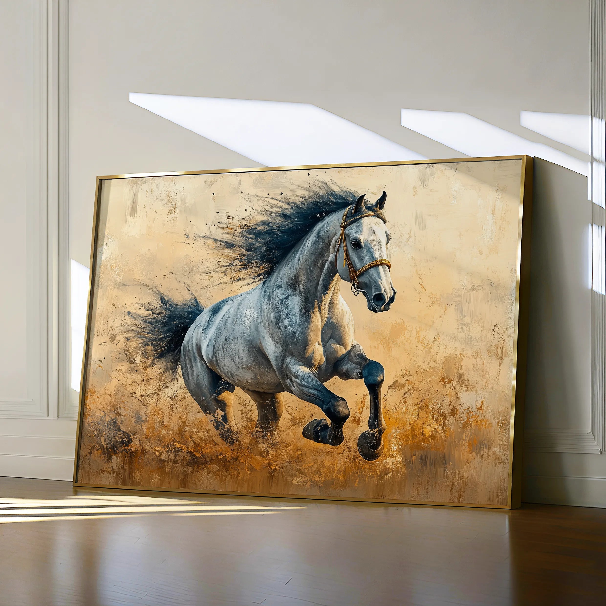 Horses 094 Canvas Art 18" x 24" / 45 x 60 cm / Black