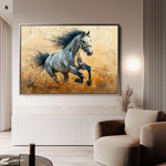 Horses 094 Canvas Art 18" x 24" / 45 x 60 cm / Black