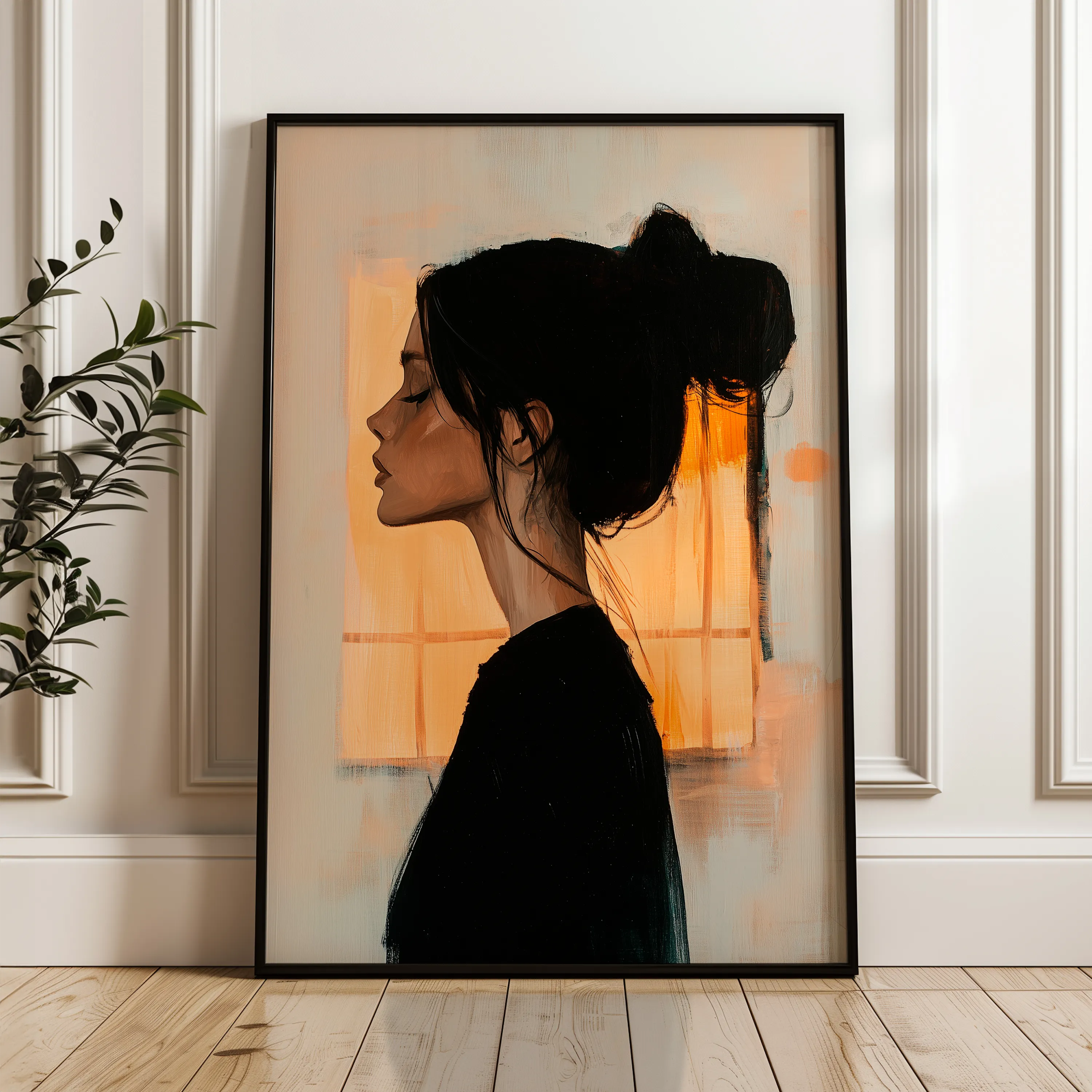 Portrait 094 Canvas Art 18" x 24" / 45 x 60 cm / Black