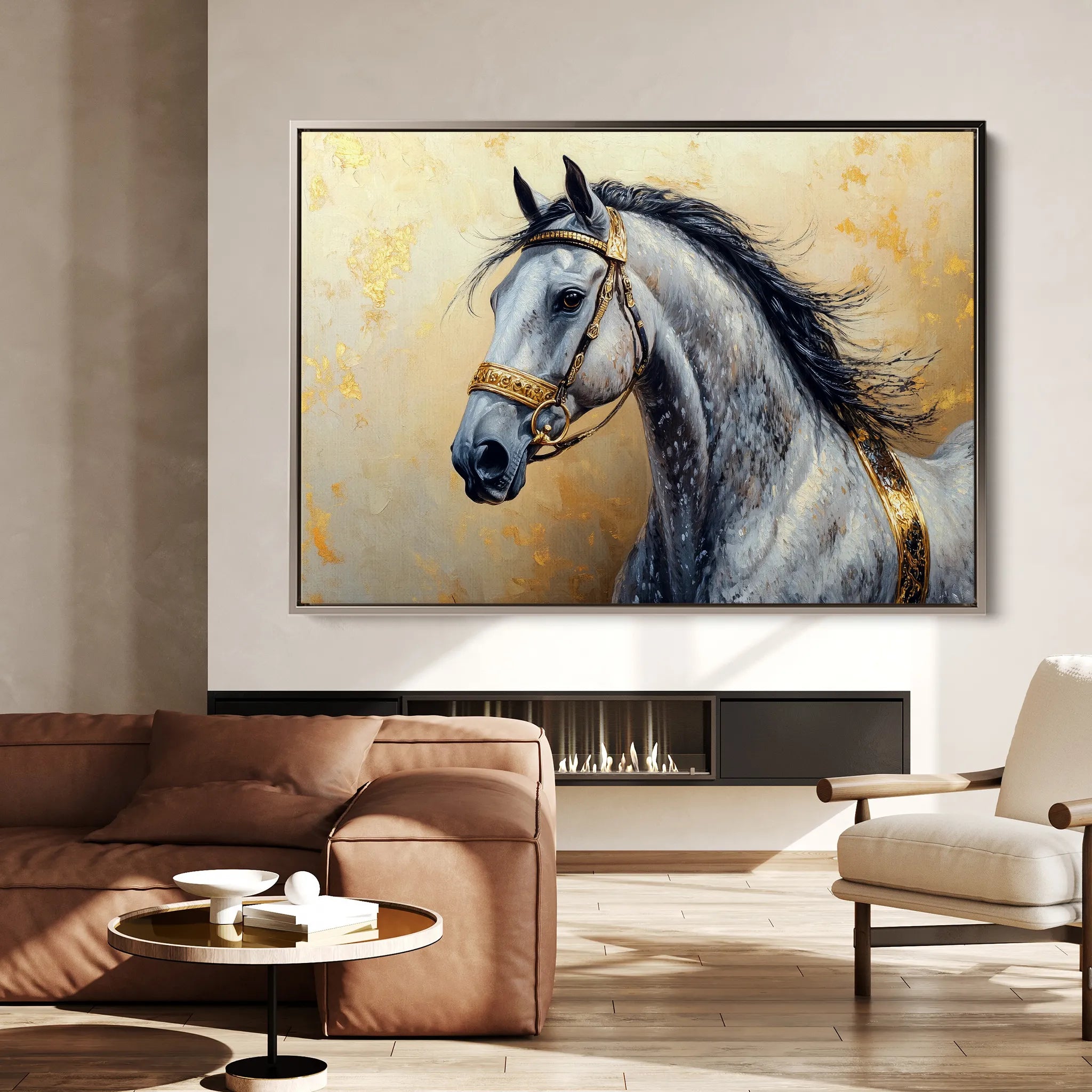 Horses 095 Canvas Art 18" x 24" / 45 x 60 cm / Black