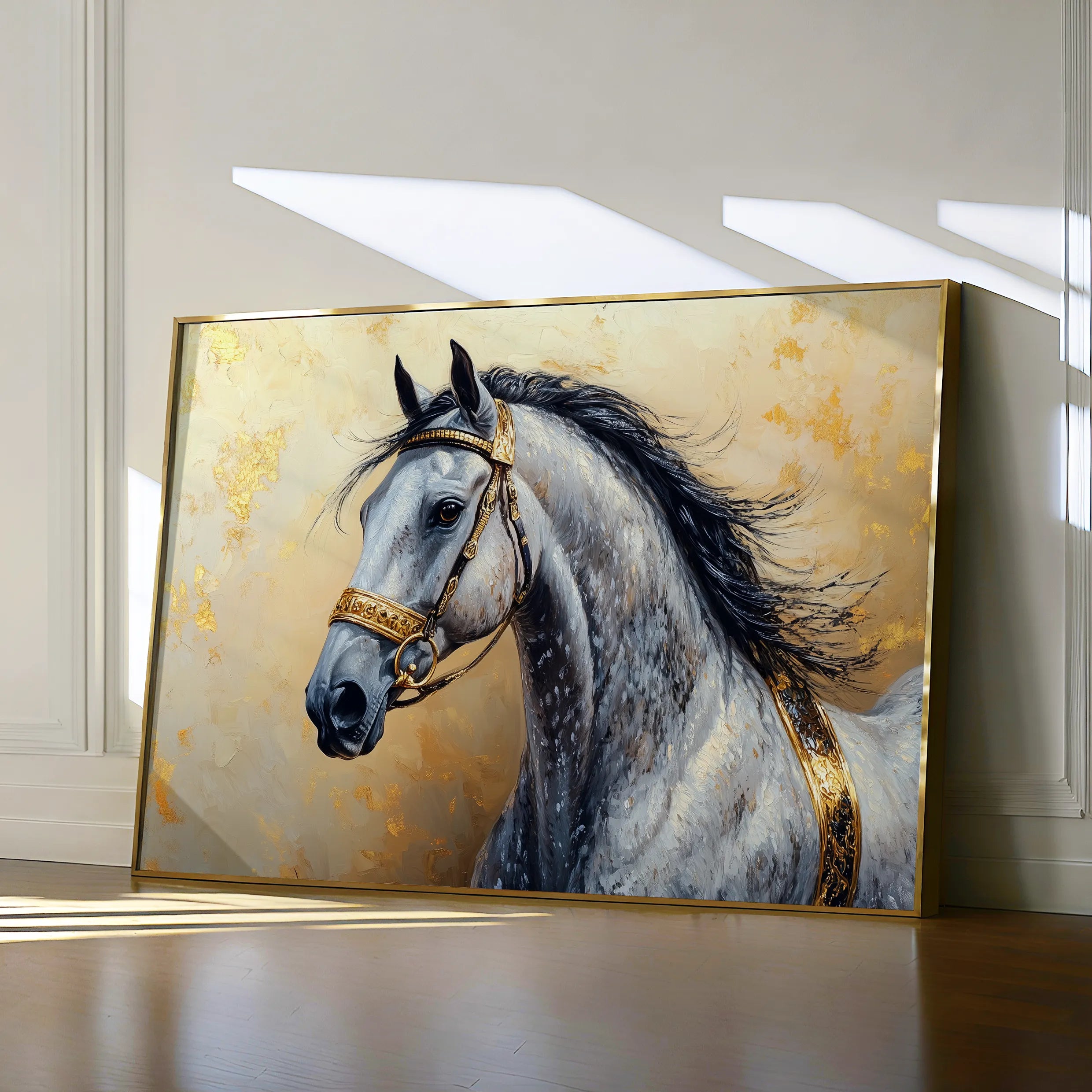 Horses 095 Canvas Art 18" x 24" / 45 x 60 cm / Black