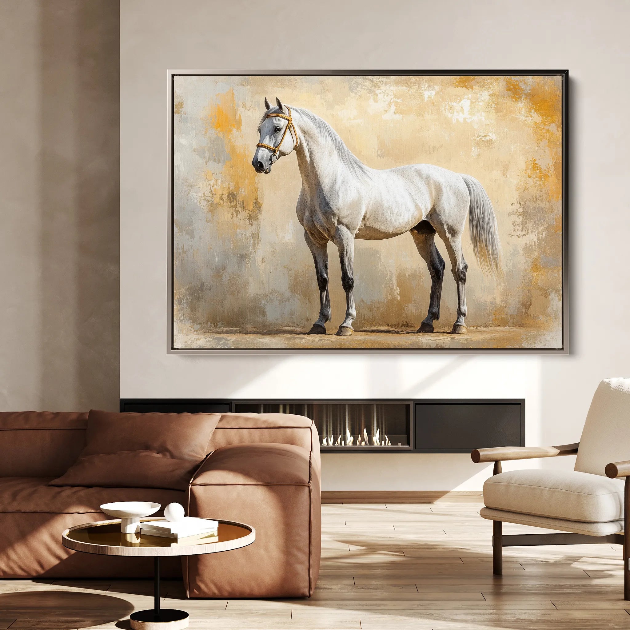 Horses 096 Canvas Art 18" x 24" / 45 x 60 cm / Black