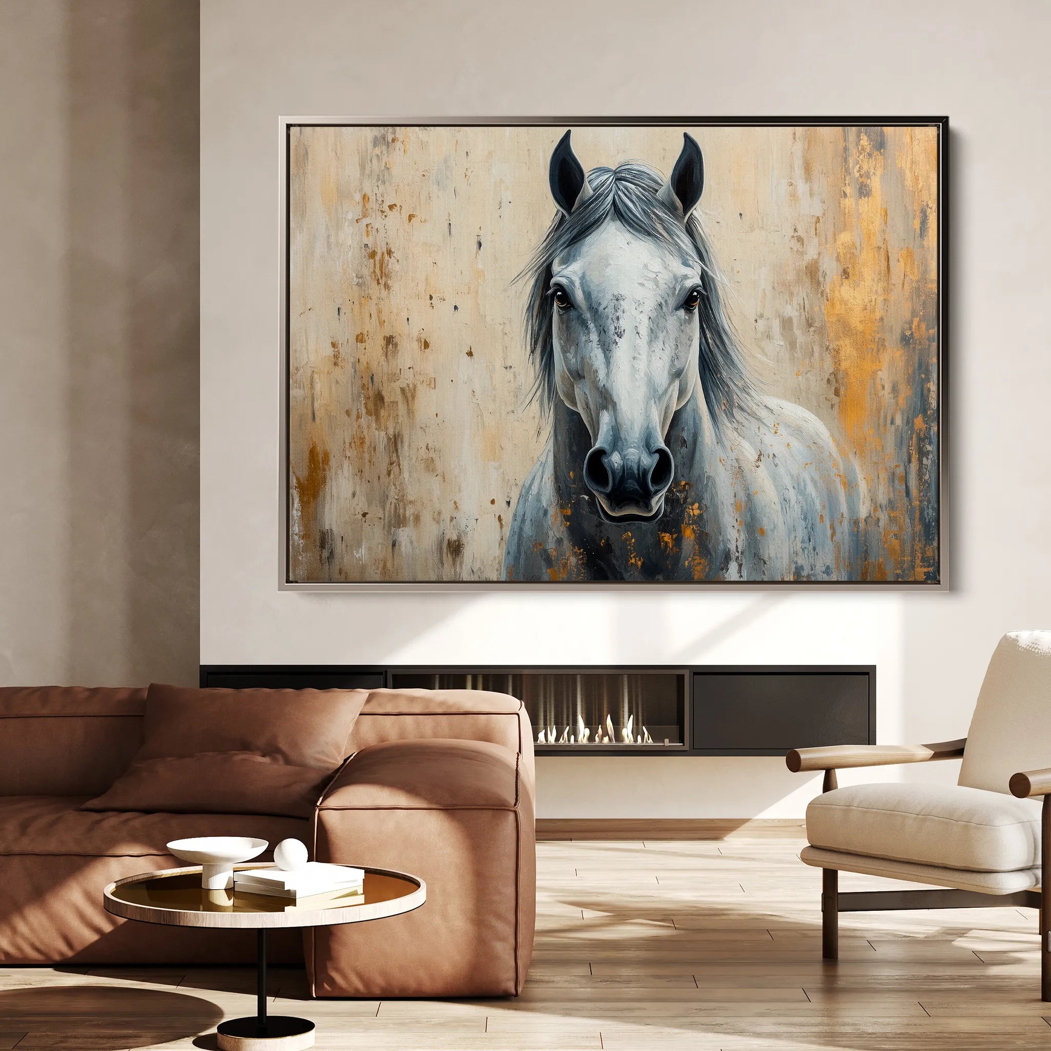 Horses 097 Canvas Art 18" x 24" / 45 x 60 cm / Black