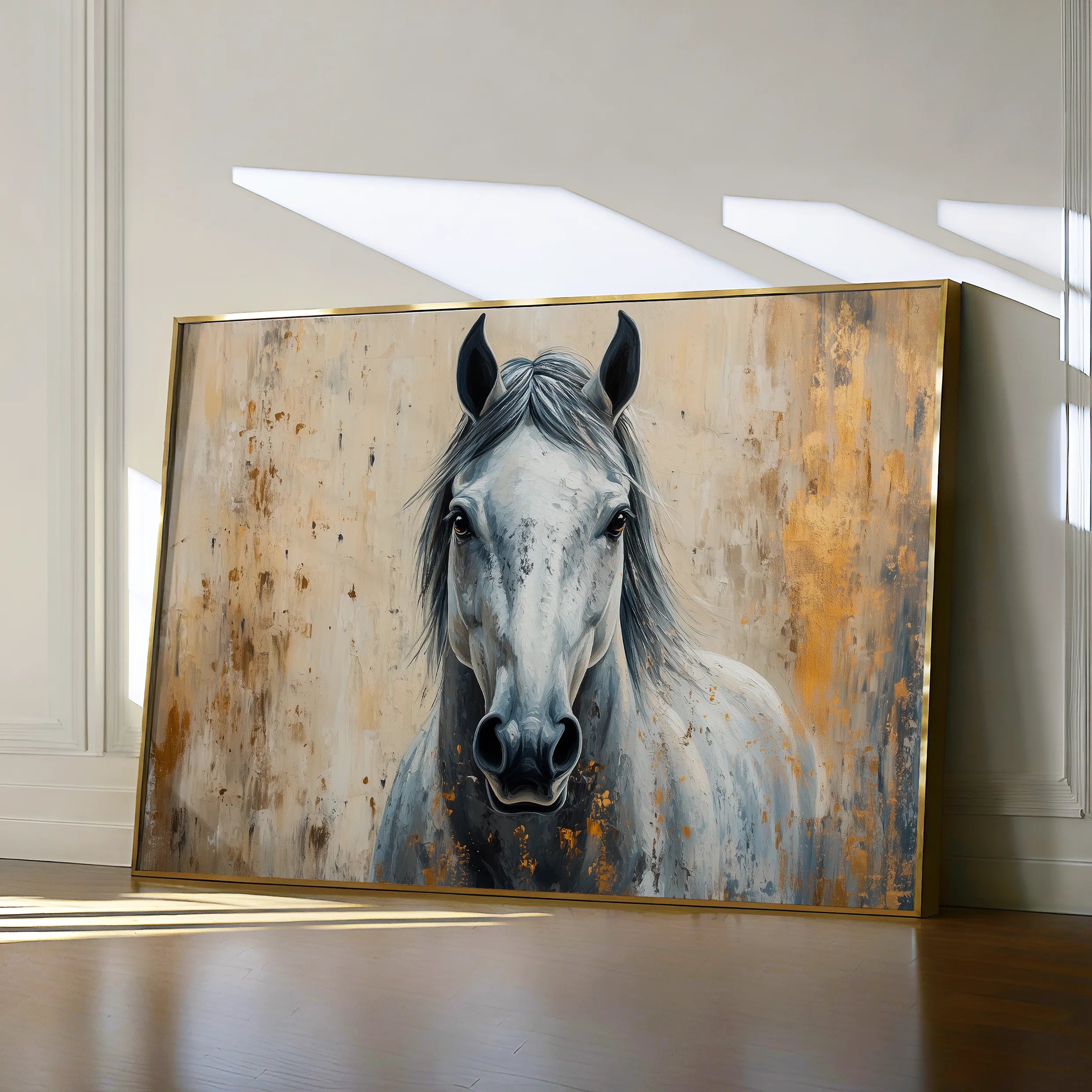 Horses 097 Canvas Art 18" x 24" / 45 x 60 cm / Black