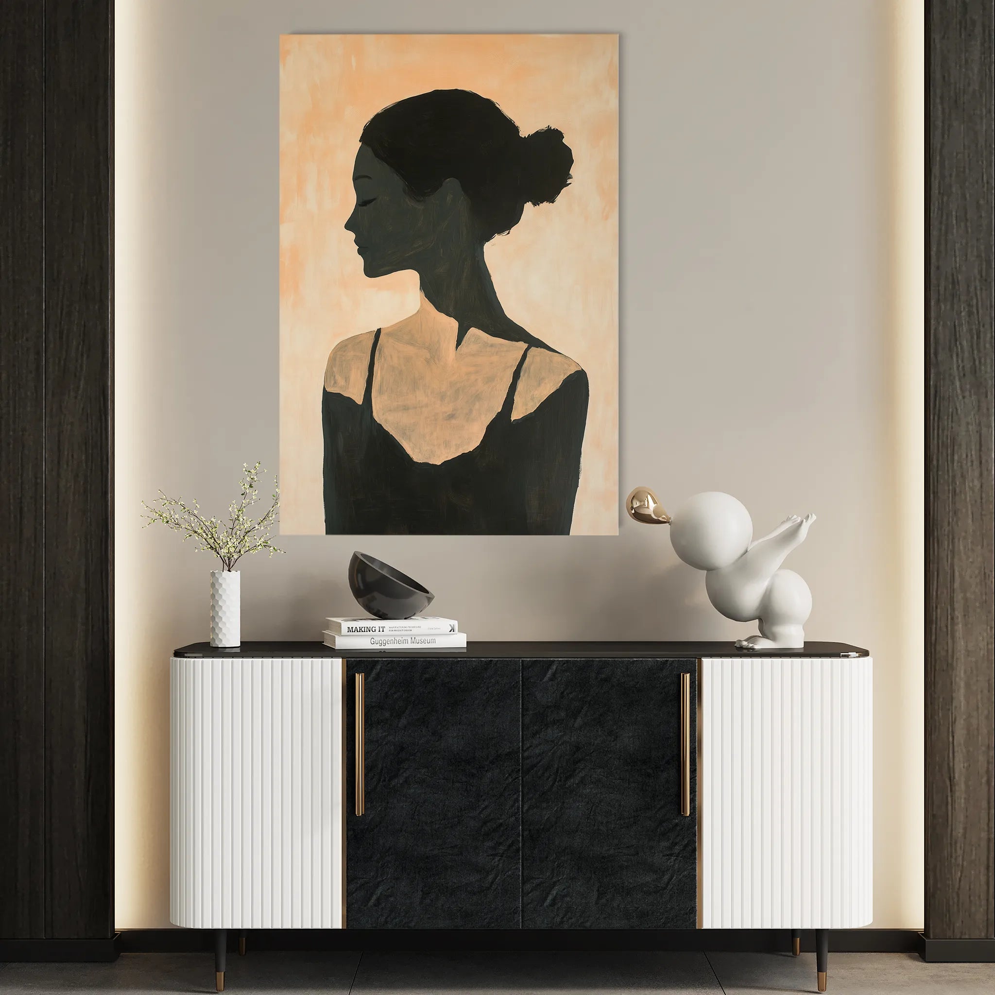 Portrait 097 Canvas Art 18" x 24" / 45 x 60 cm / Black