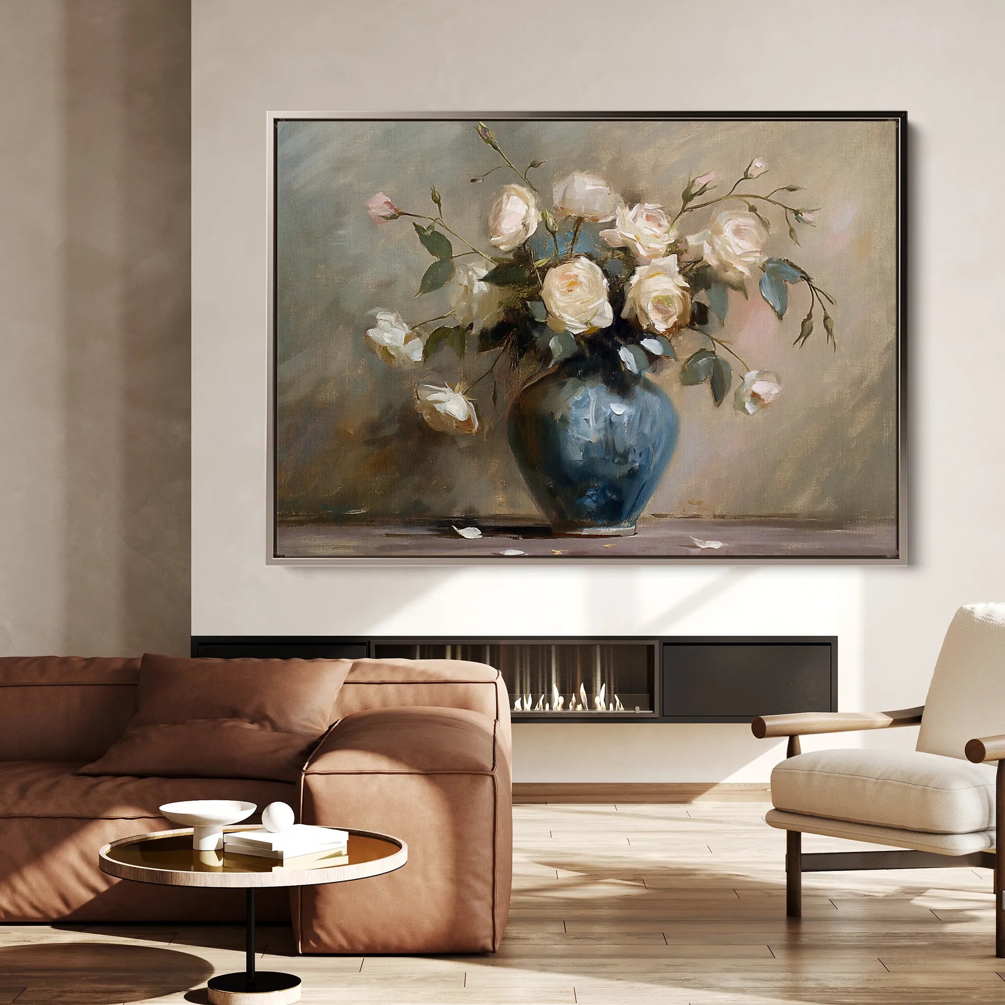 Floral 099 Canvas Art 18" x 24" / 45 x 60 cm / Black