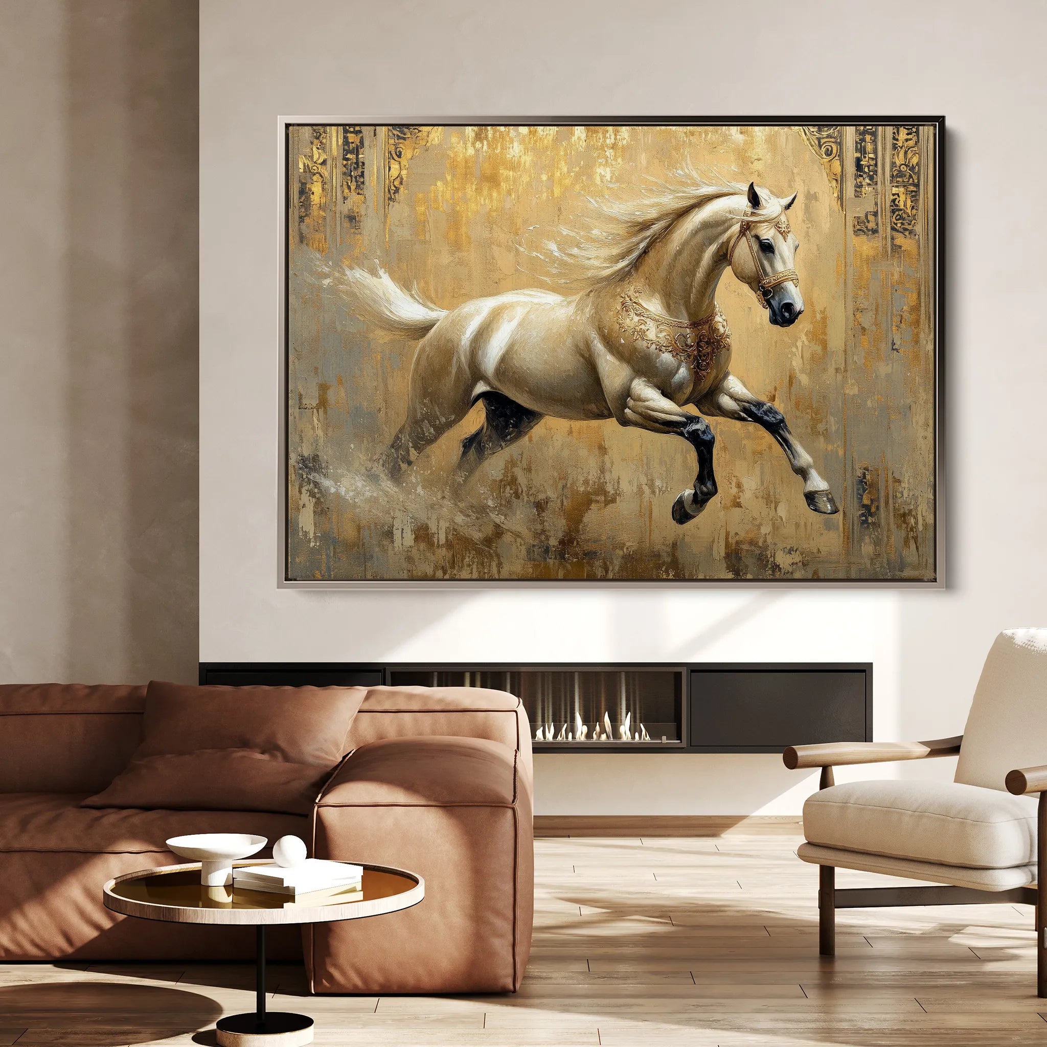 Horses 099 Canvas Art 18" x 24" / 45 x 60 cm / Black