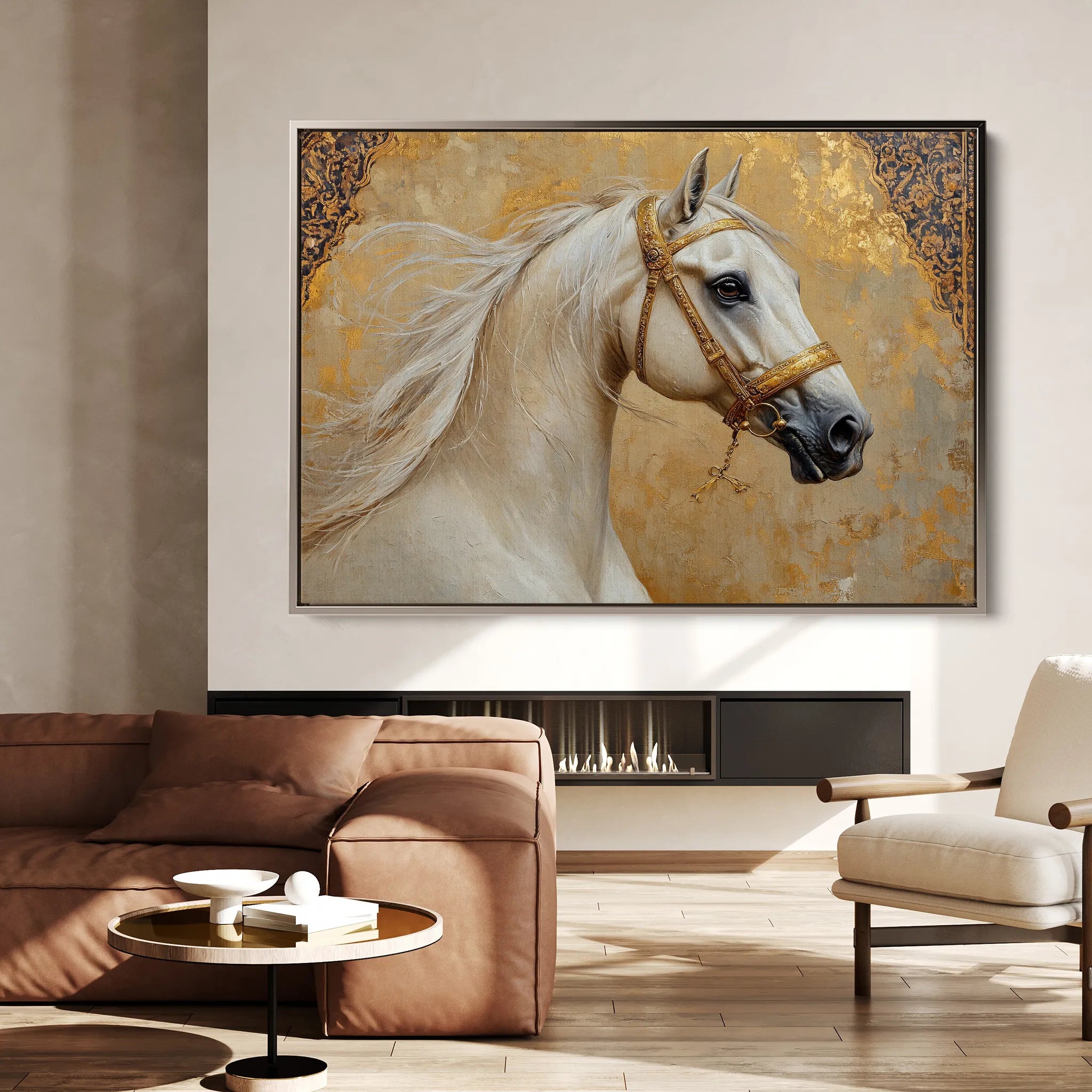 Horses 100 Canvas Art 18" x 24" / 45 x 60 cm / Black