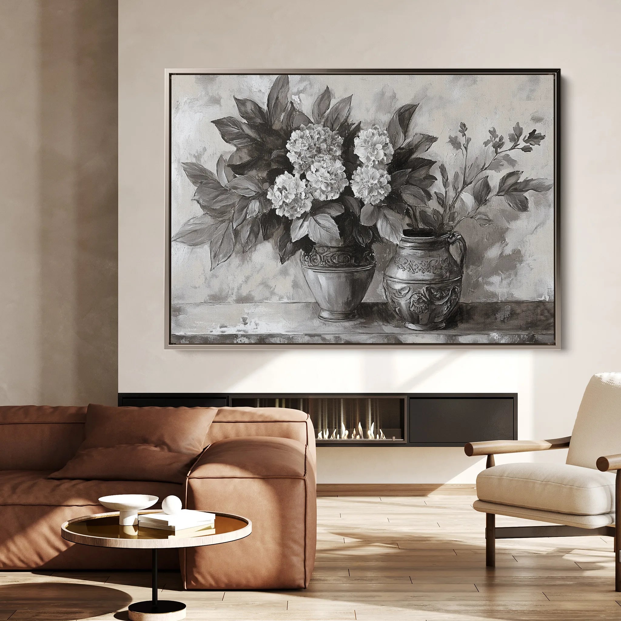 Floral 1001 Canvas Art 18" x 24" / 45 x 60 cm / Black