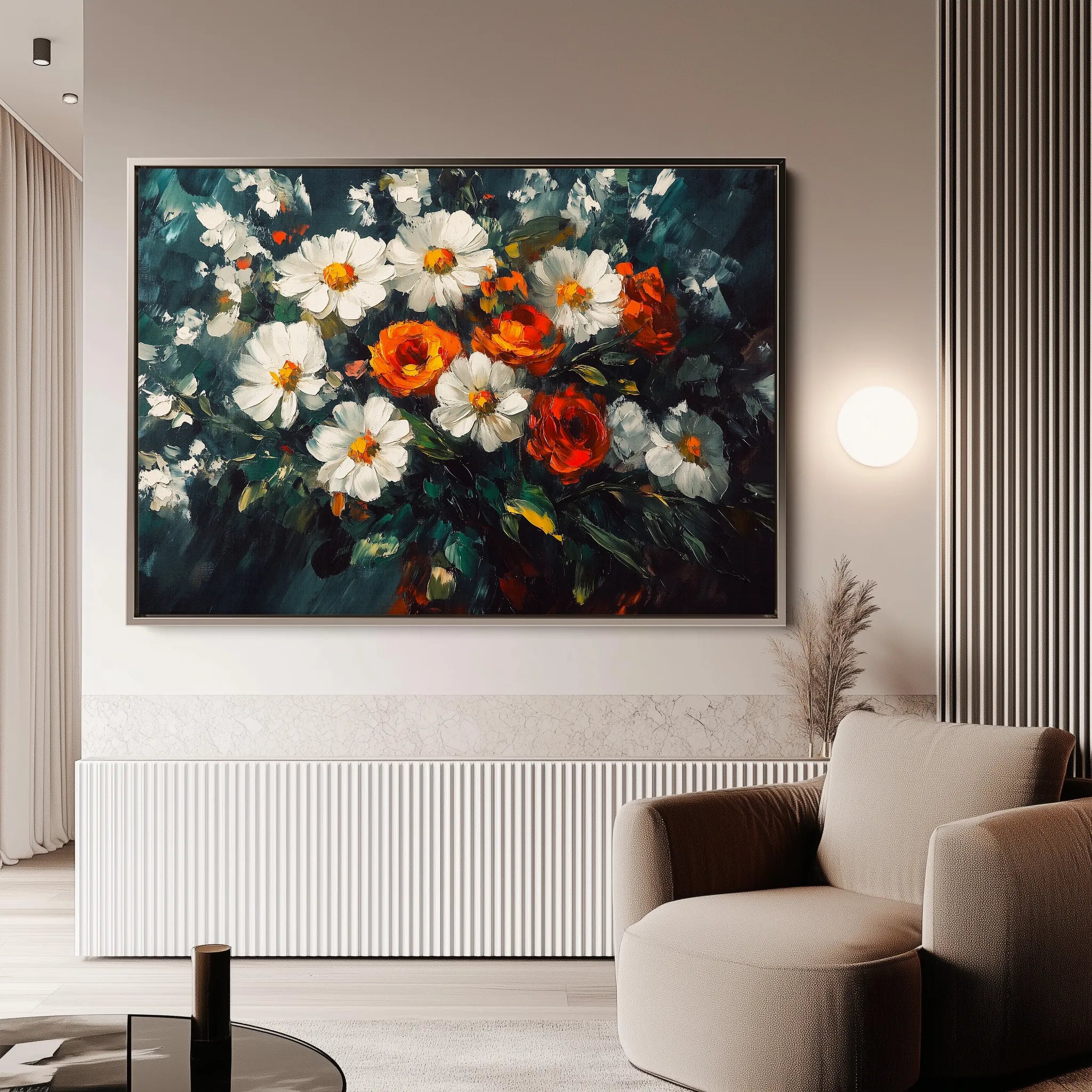 Floral 1002 Canvas Art 18" x 24" / 45 x 60 cm / Black