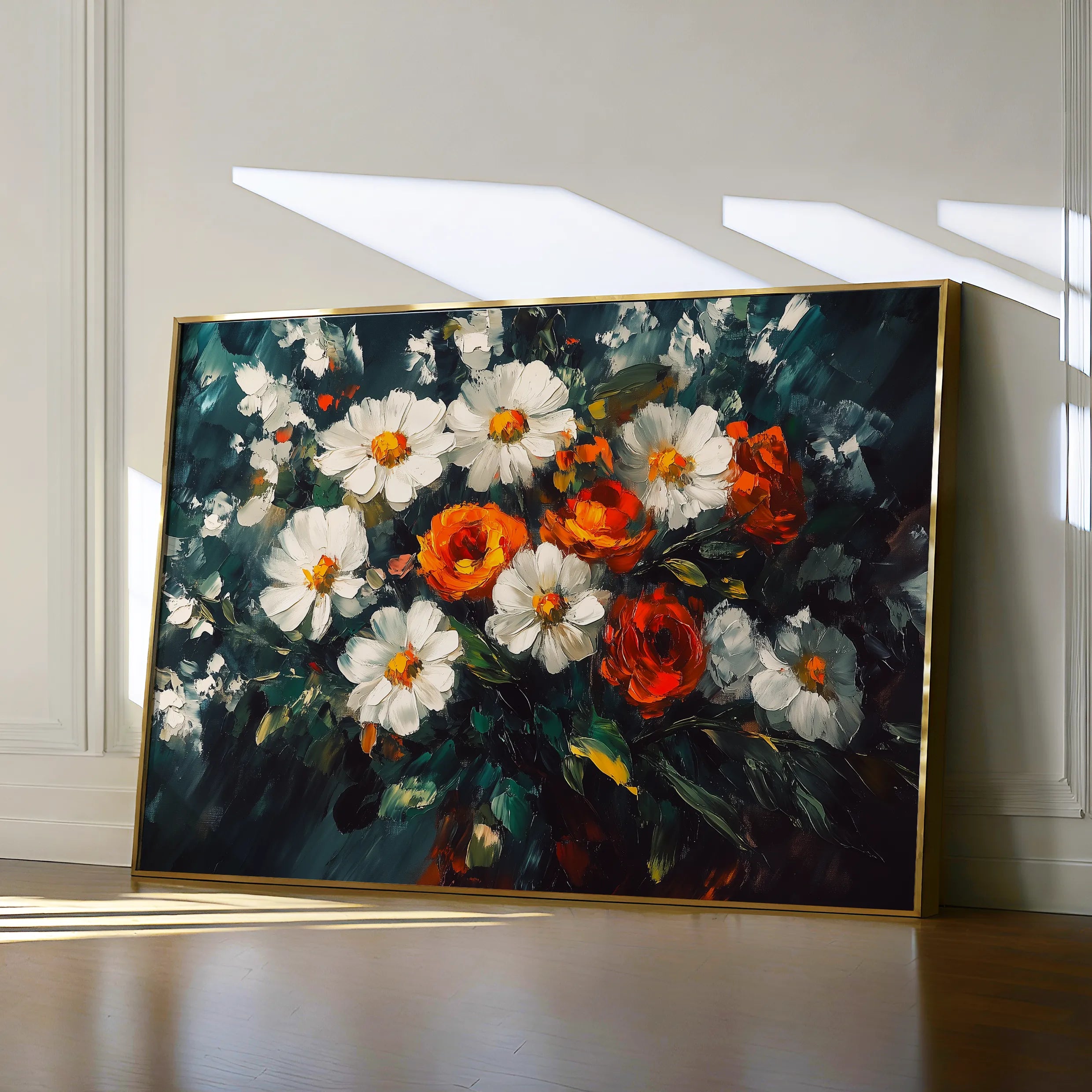 Floral 1002 Canvas Art 18" x 24" / 45 x 60 cm / Black