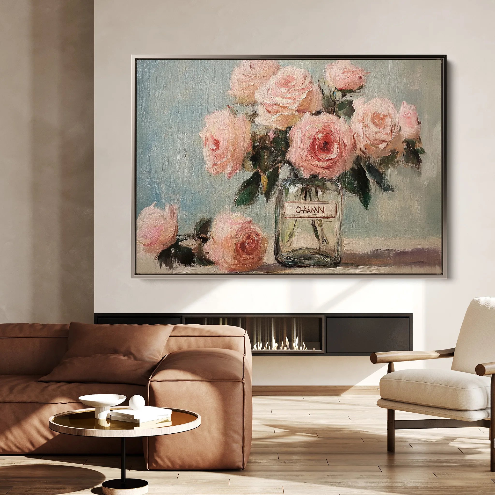 Floral 1004 Canvas Art 18" x 24" / 45 x 60 cm / Black