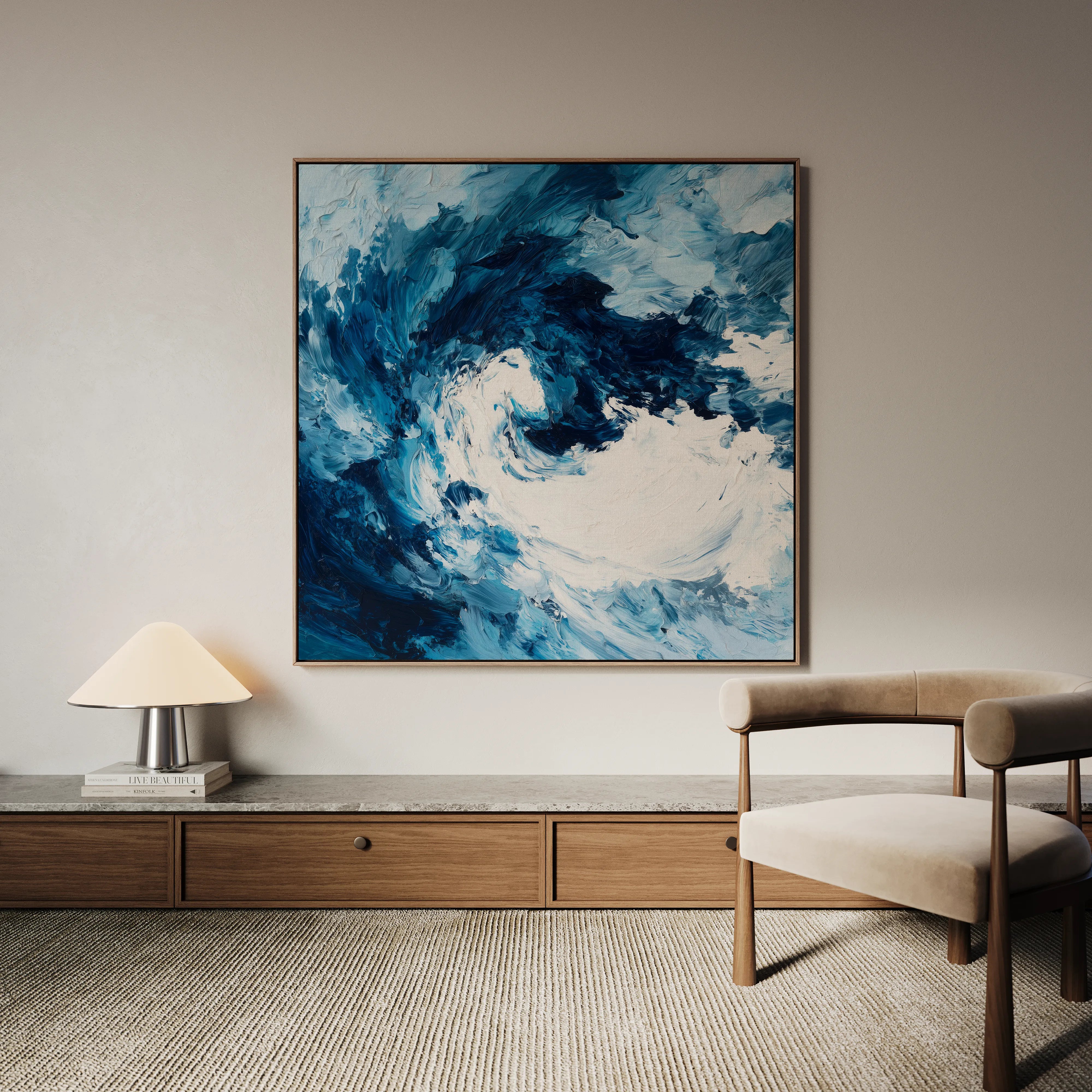 Abstract 1005 Canvas Art 16" x 16" / 40 x 40 cm / Black