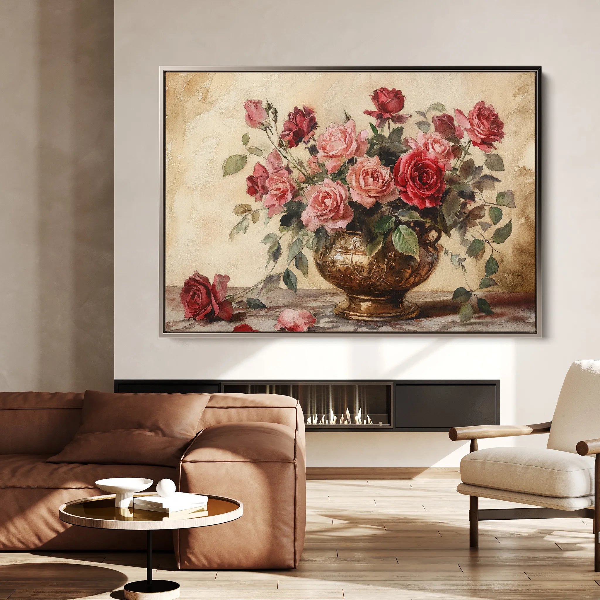 Floral 1007 Canvas Art 18" x 24" / 45 x 60 cm / Black