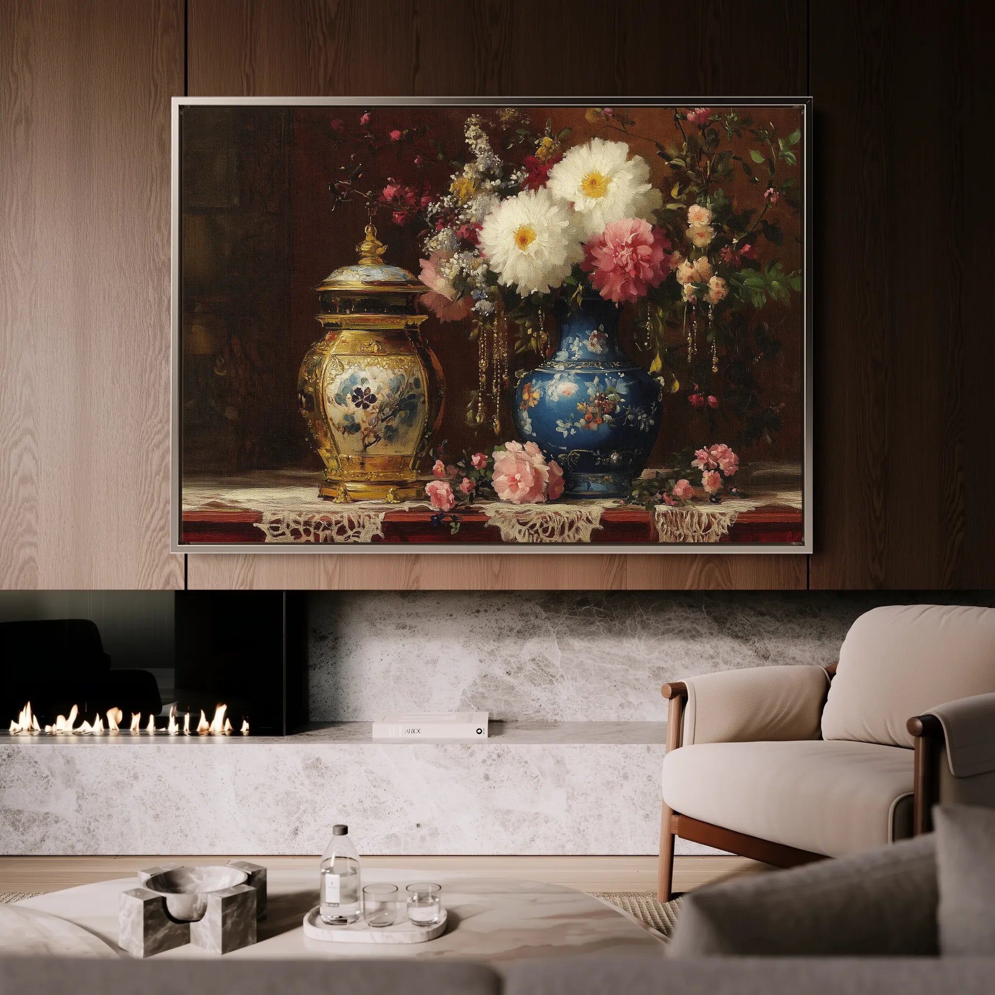 Floral 1009 Canvas Art 18" x 24" / 45 x 60 cm / Black
