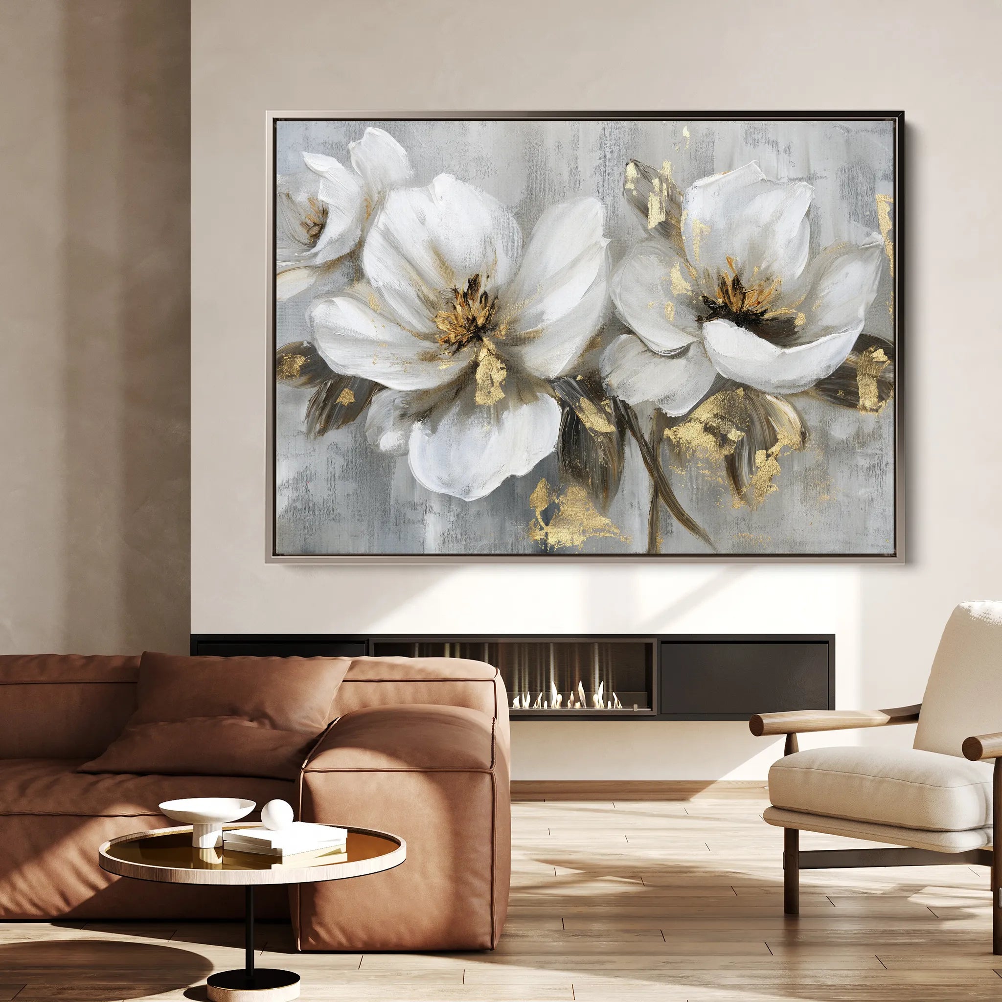 Floral 101 Canvas Art 18" x 24" / 45 x 60 cm / Black