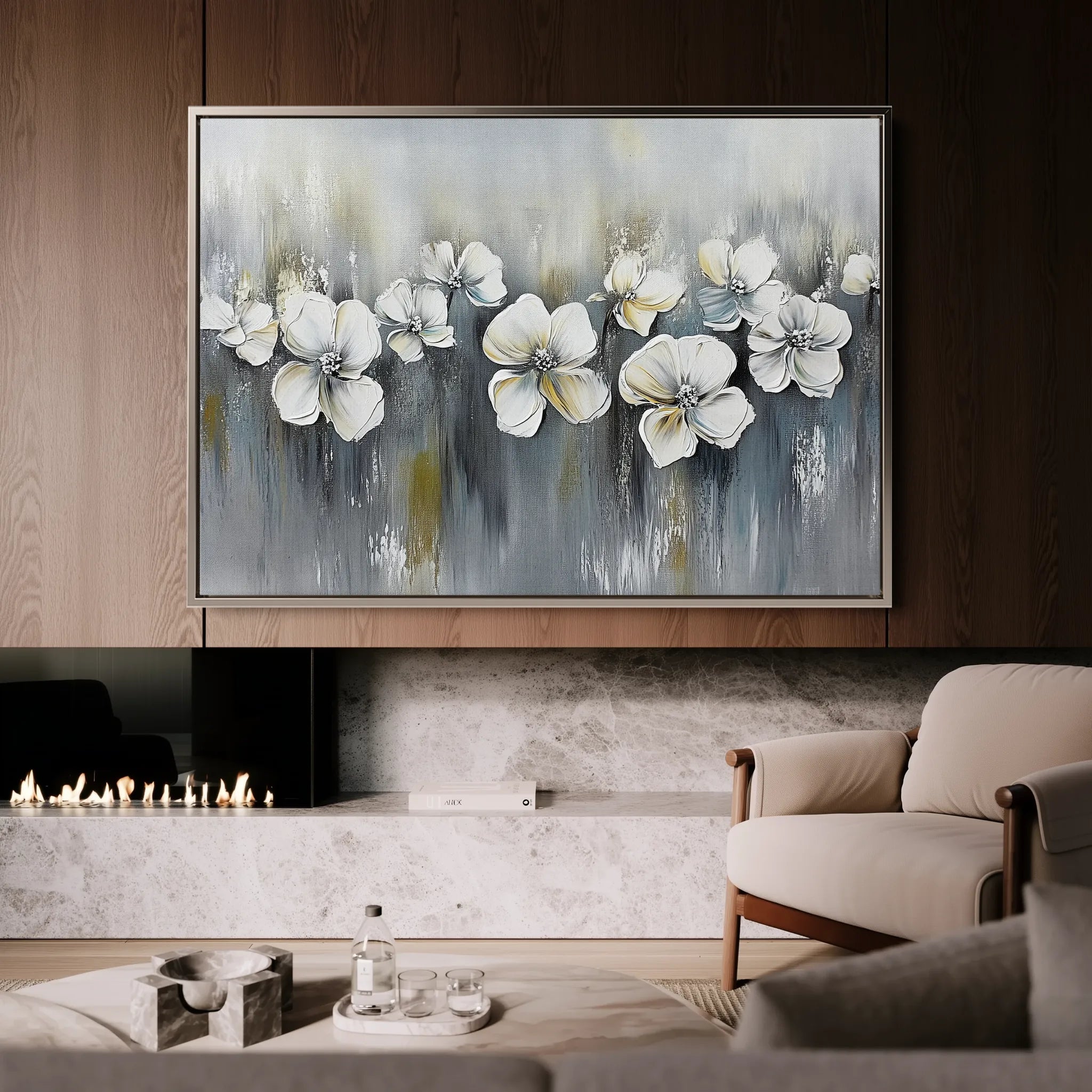 Floral 1011 Canvas Art 18" x 24" / 45 x 60 cm / Black