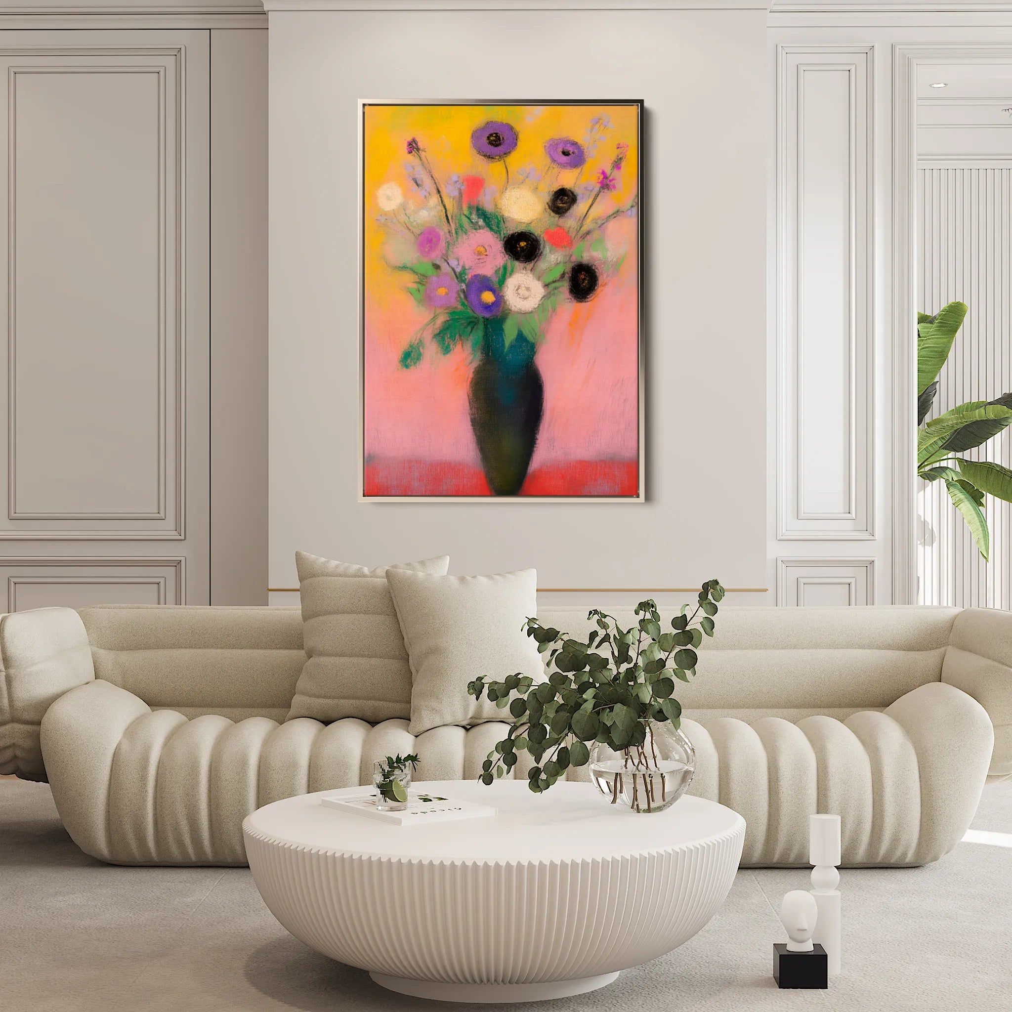 Floral 1013 Canvas Art 18" x 24" / 45 x 60 cm / Black