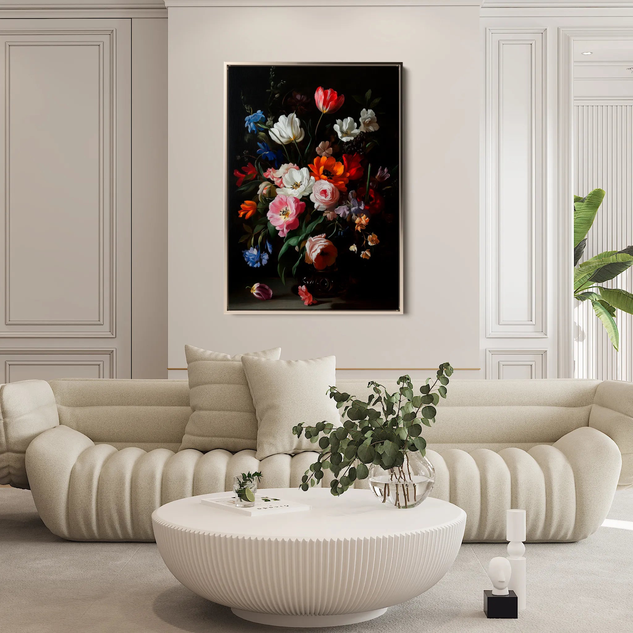 Floral 1014 Canvas Art 18" x 24" / 45 x 60 cm / Black