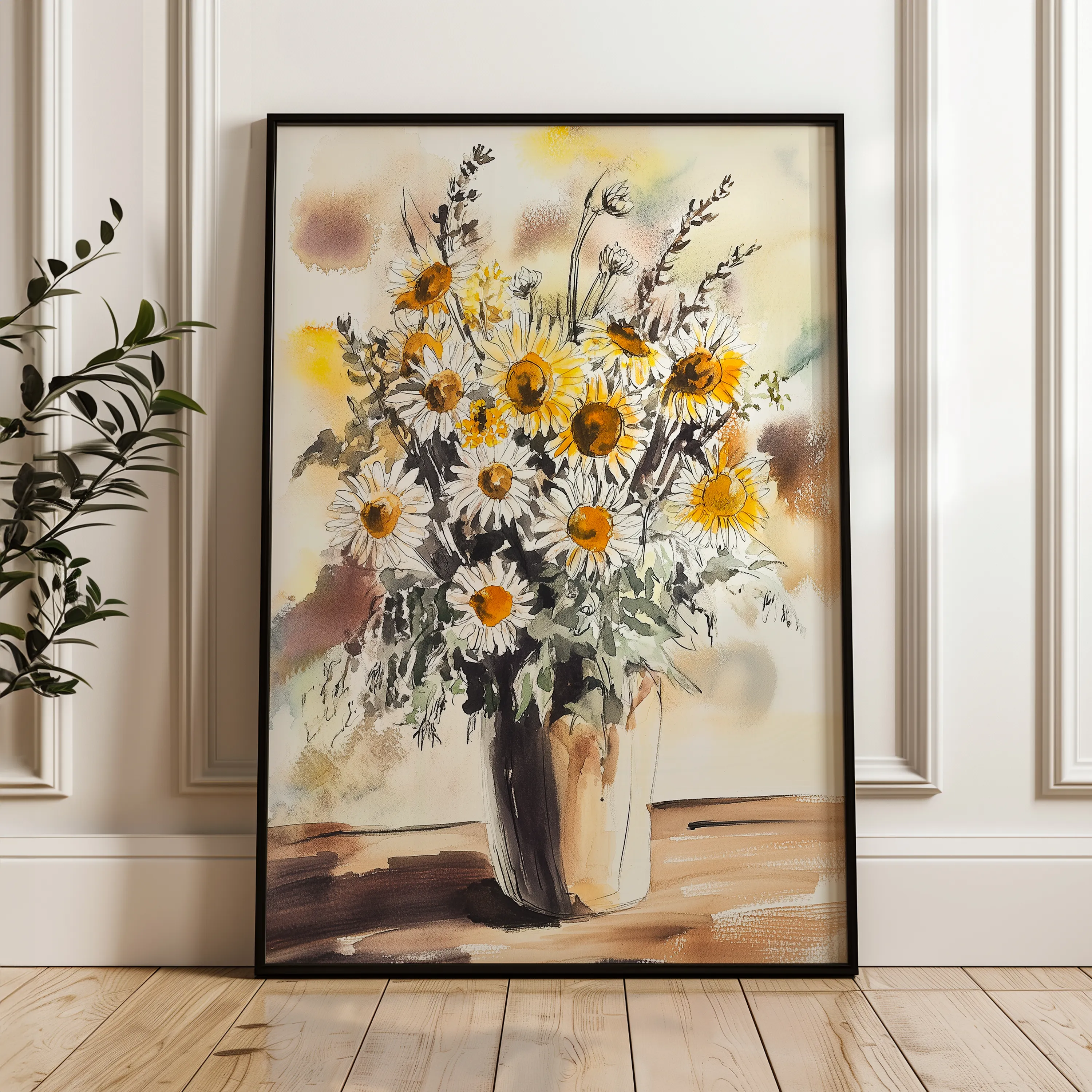 Floral 1015 Canvas Art 18" x 24" / 45 x 60 cm / Black