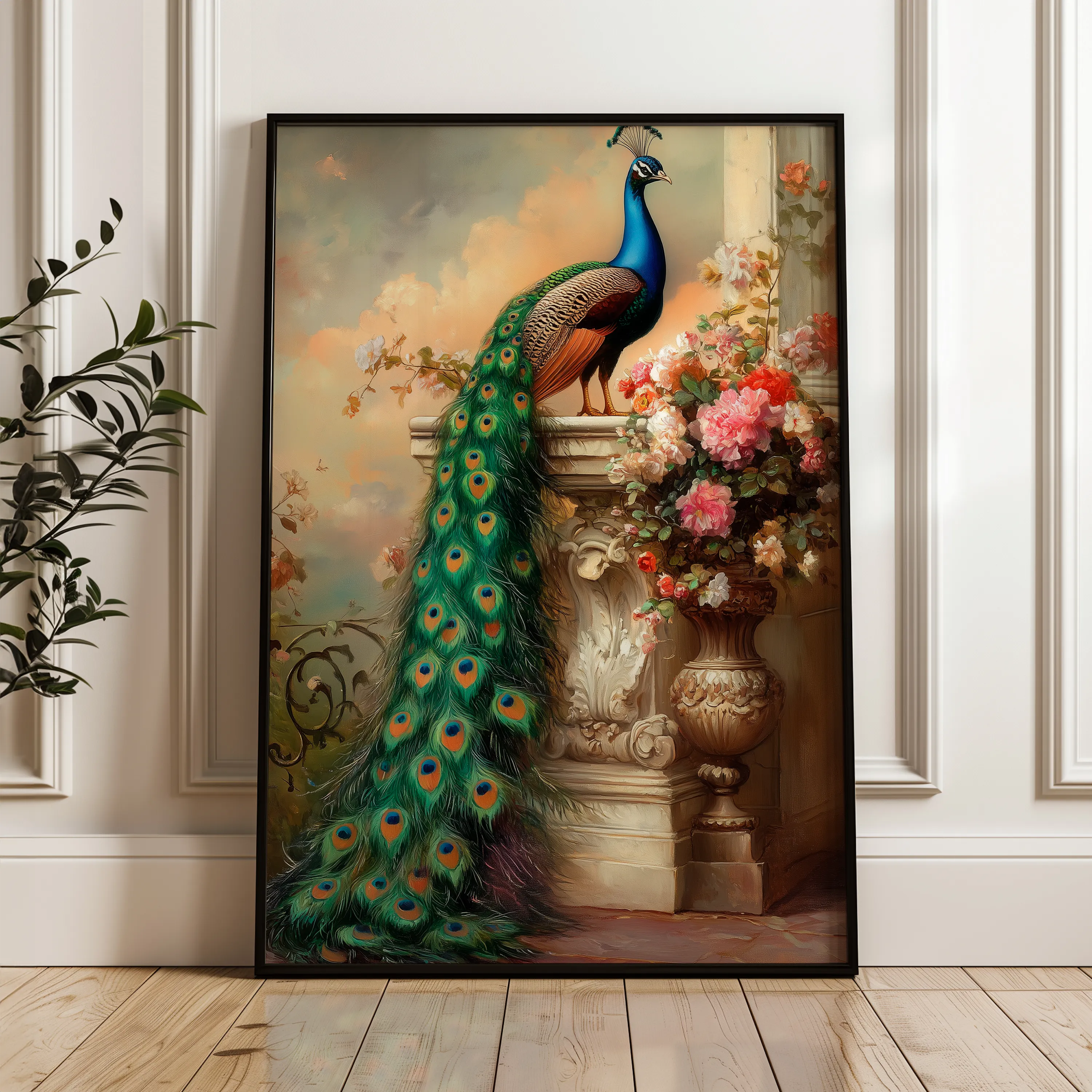 Floral 1017 Canvas Art 18" x 24" / 45 x 60 cm / Black