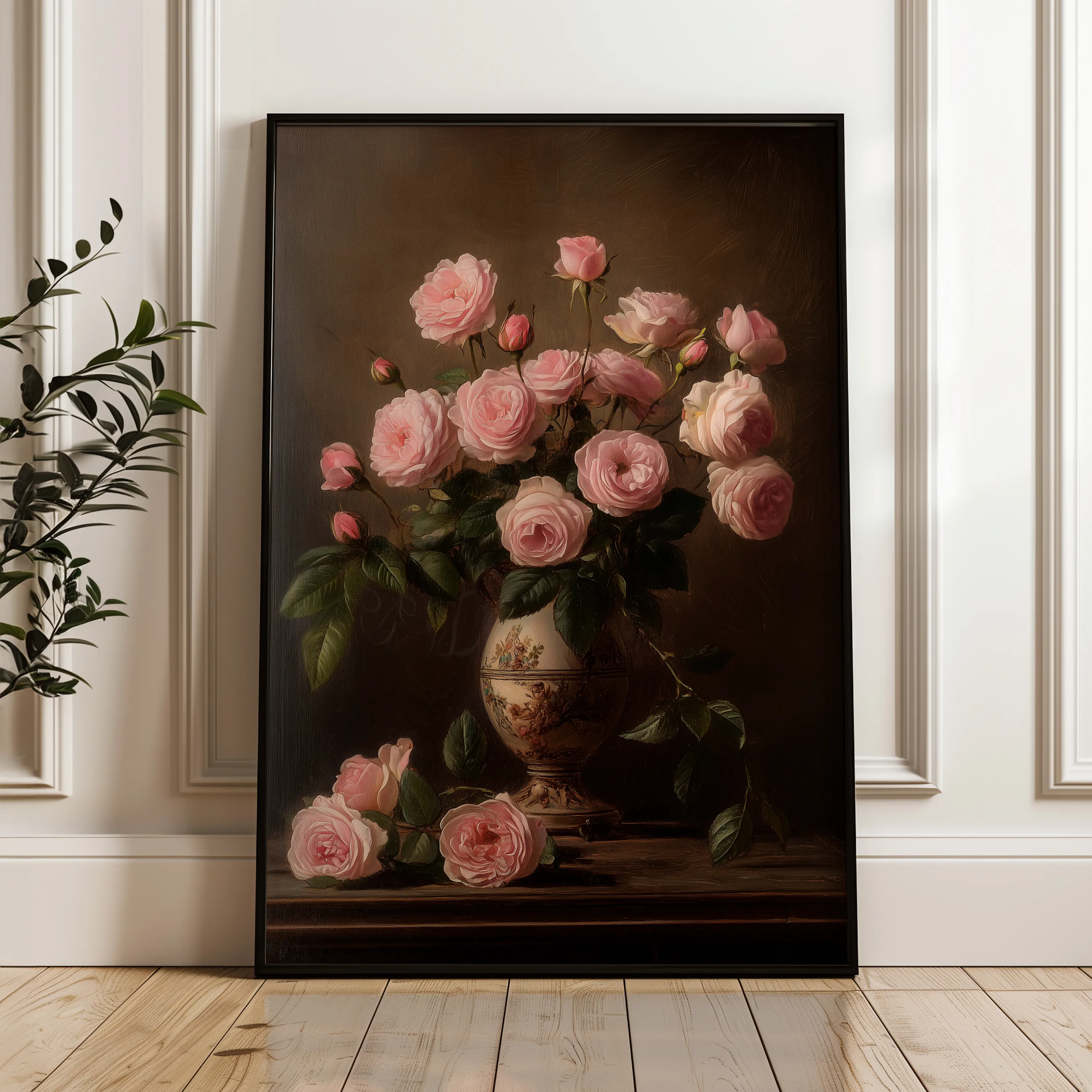 Floral 1018 Canvas Art 18" x 24" / 45 x 60 cm / Black