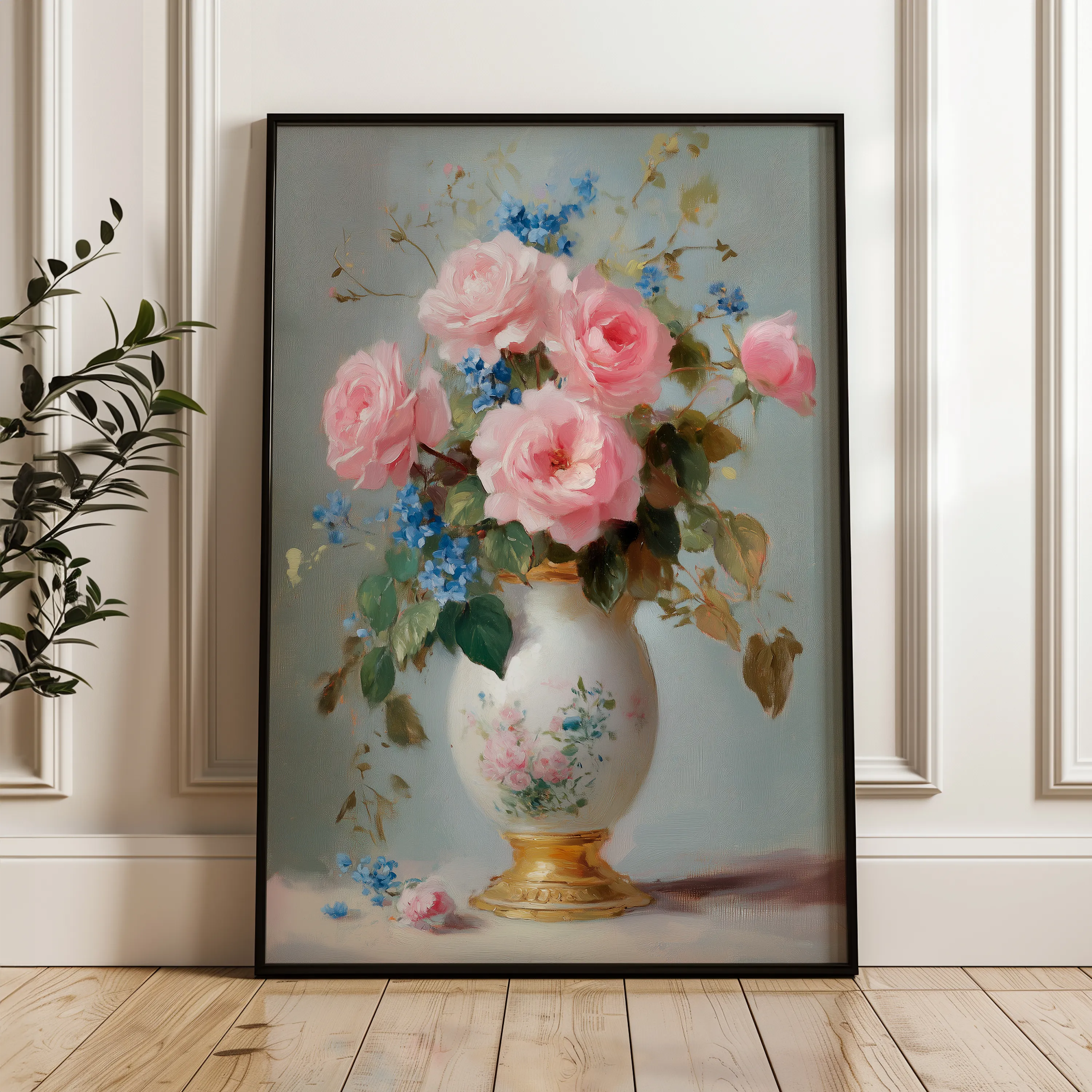 Floral 1019 Canvas Art 18" x 24" / 45 x 60 cm / Black