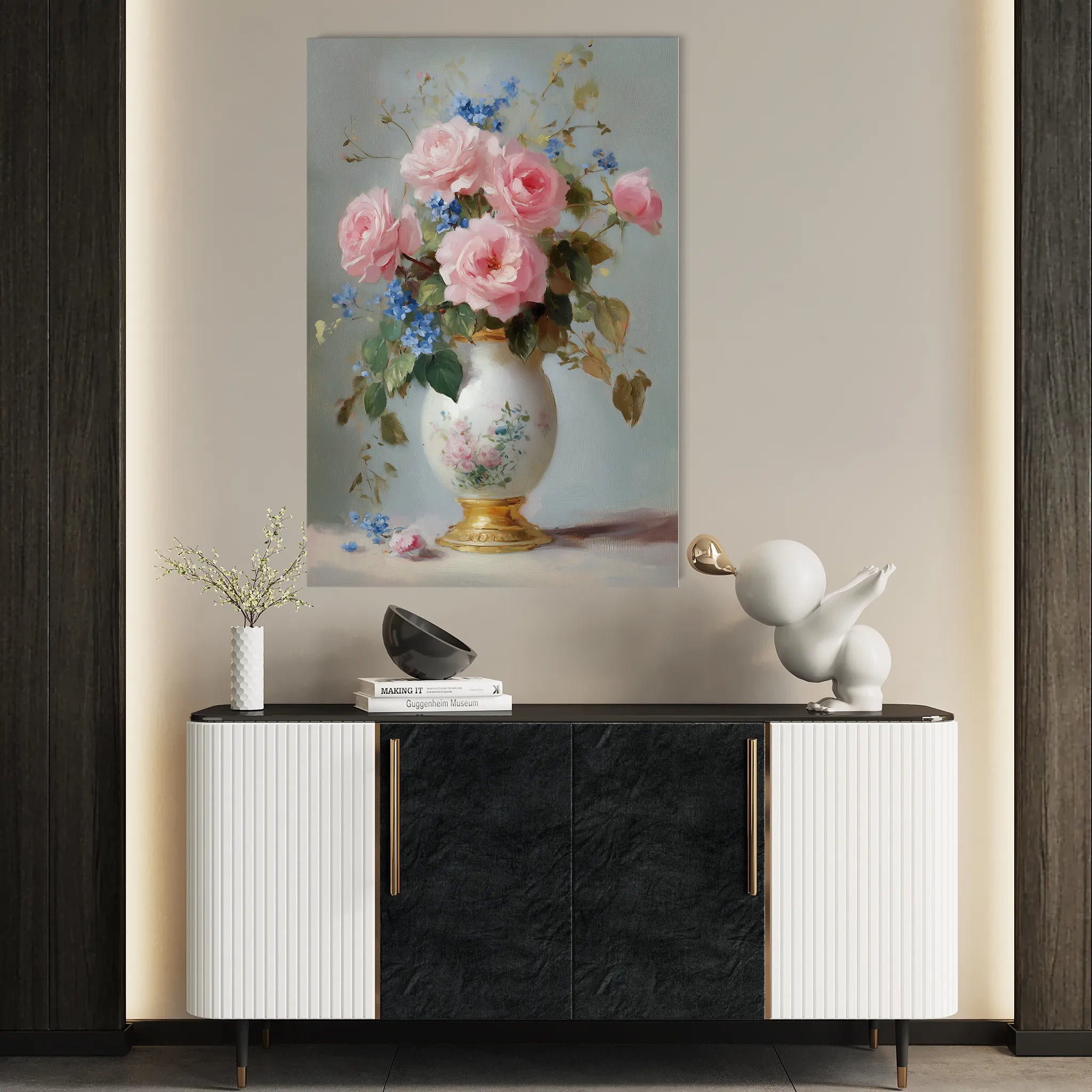 Floral 1019 Canvas Art 18" x 24" / 45 x 60 cm / Black