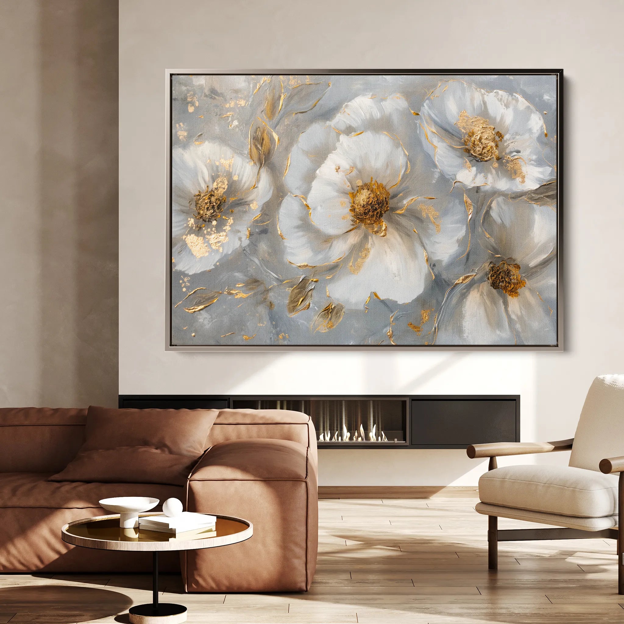 Floral 102 Canvas Art 18" x 24" / 45 x 60 cm / Black