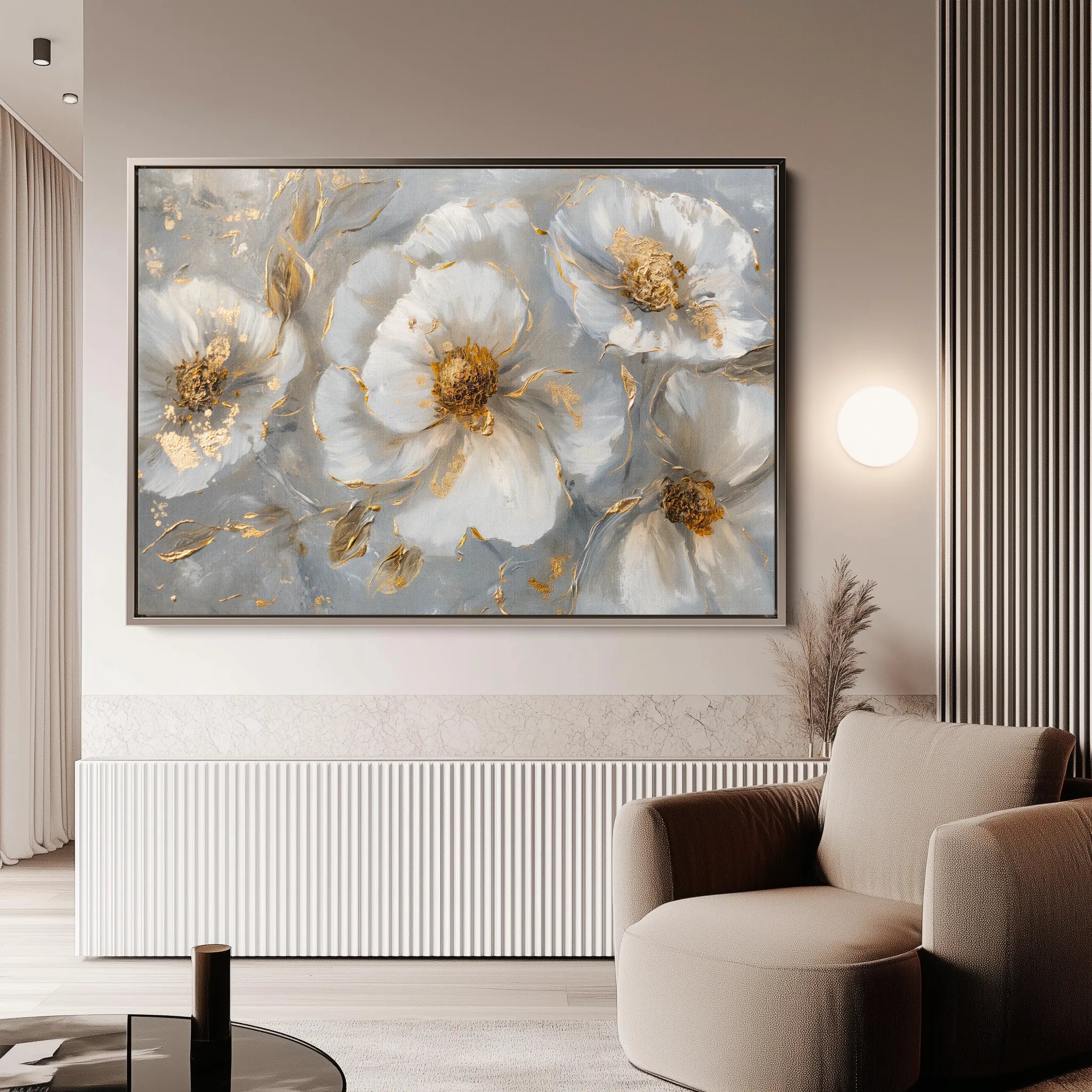 Floral 102 Canvas Art 18" x 24" / 45 x 60 cm / Black