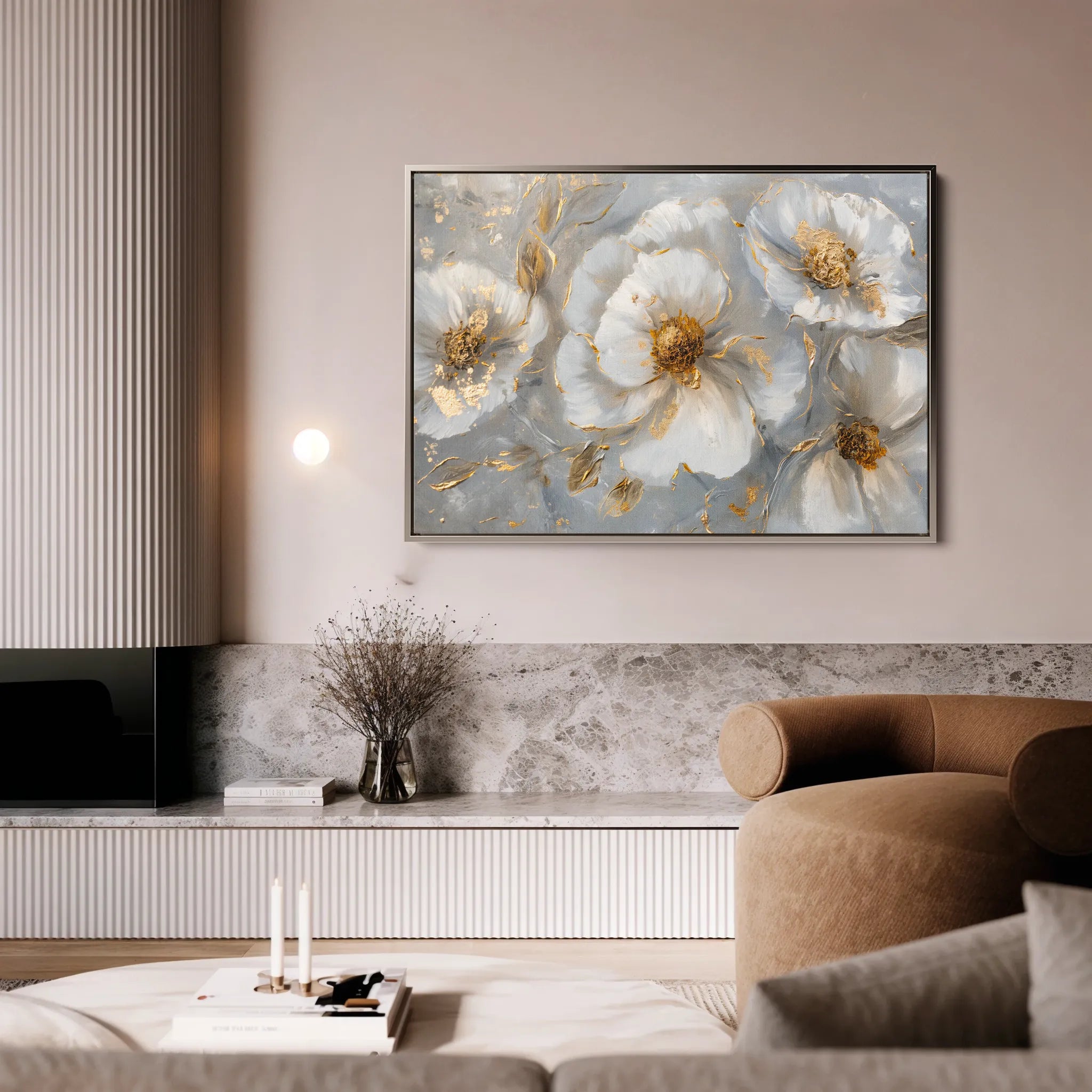 Floral 102 Canvas Art 18" x 24" / 45 x 60 cm / Black