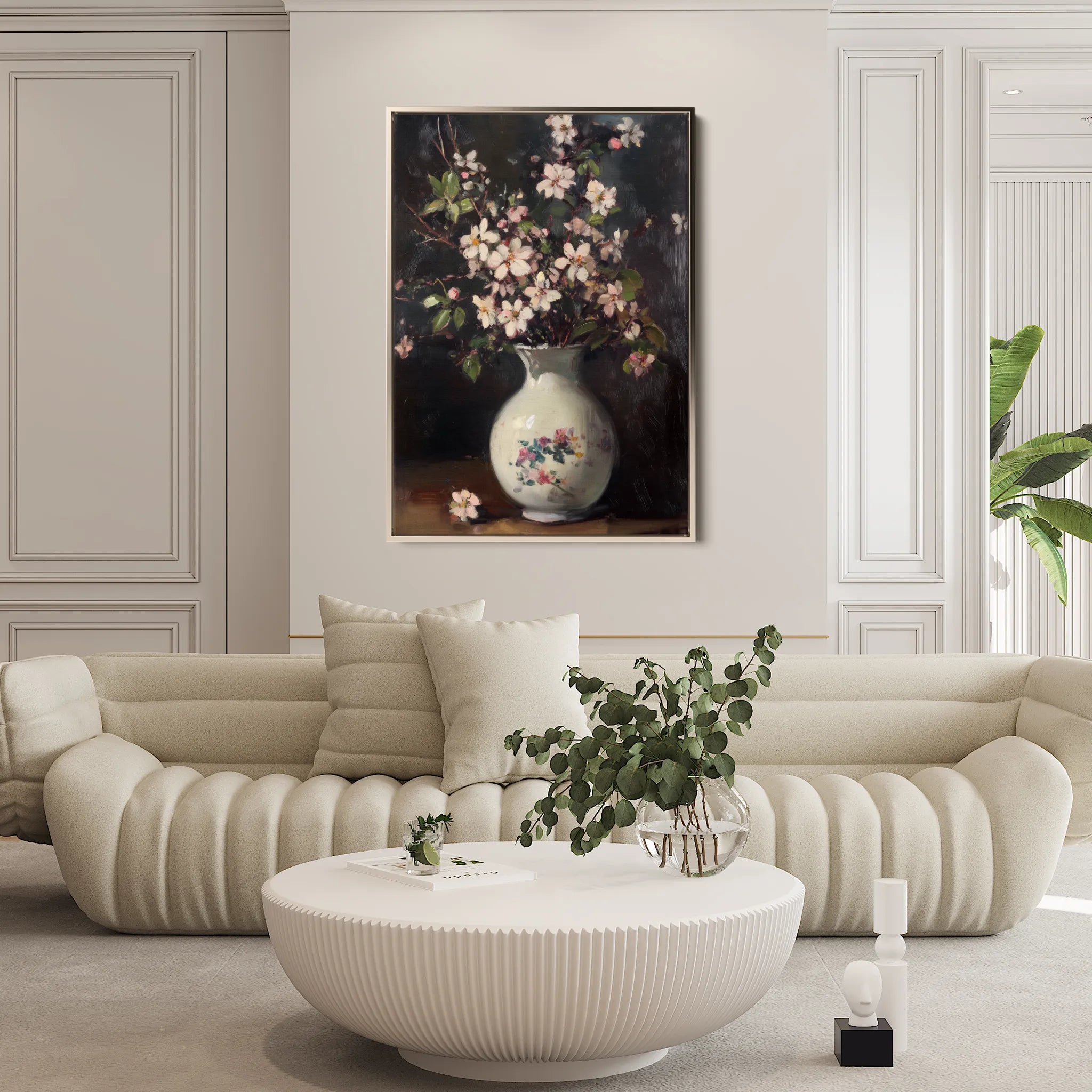Floral 1020 Canvas Art 18" x 24" / 45 x 60 cm / Black