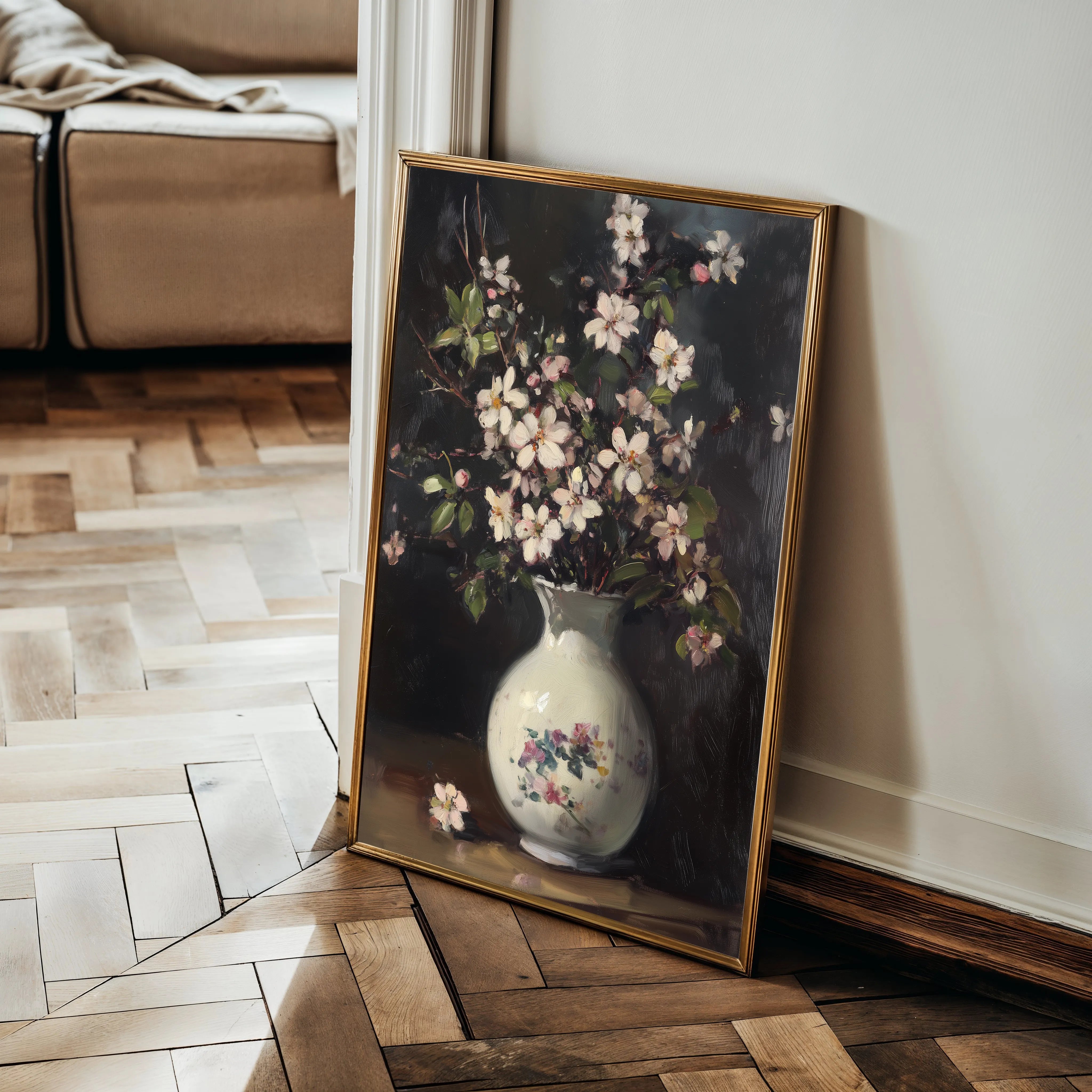 Floral 1020 Canvas Art 18" x 24" / 45 x 60 cm / Black
