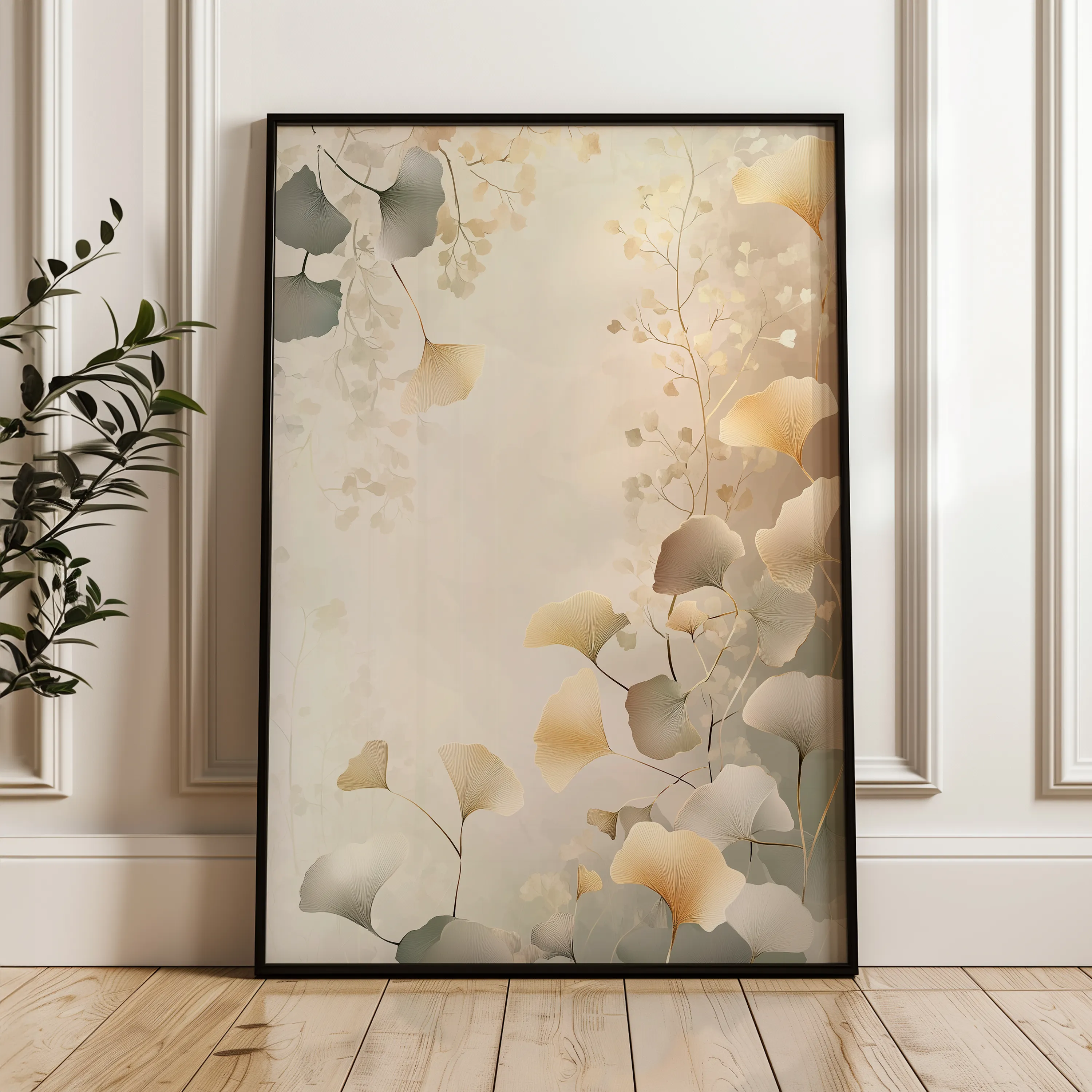 Floral 1021 Canvas Art 18" x 24" / 45 x 60 cm / Black