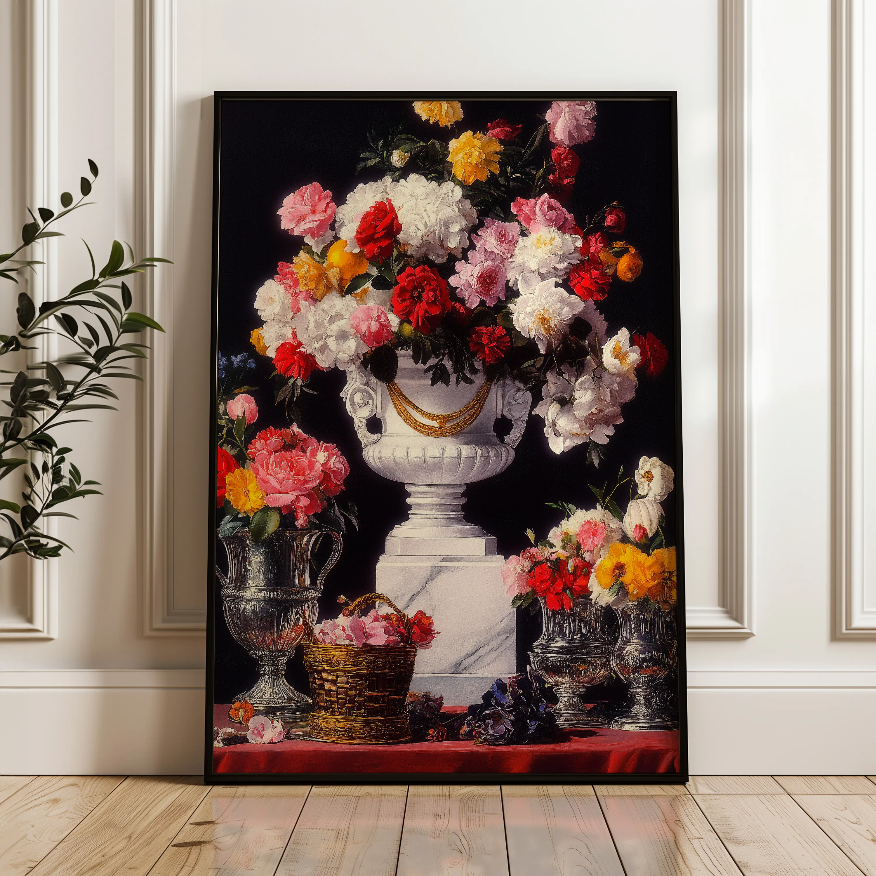 Floral 1022 Canvas Art 18" x 24" / 45 x 60 cm / Black