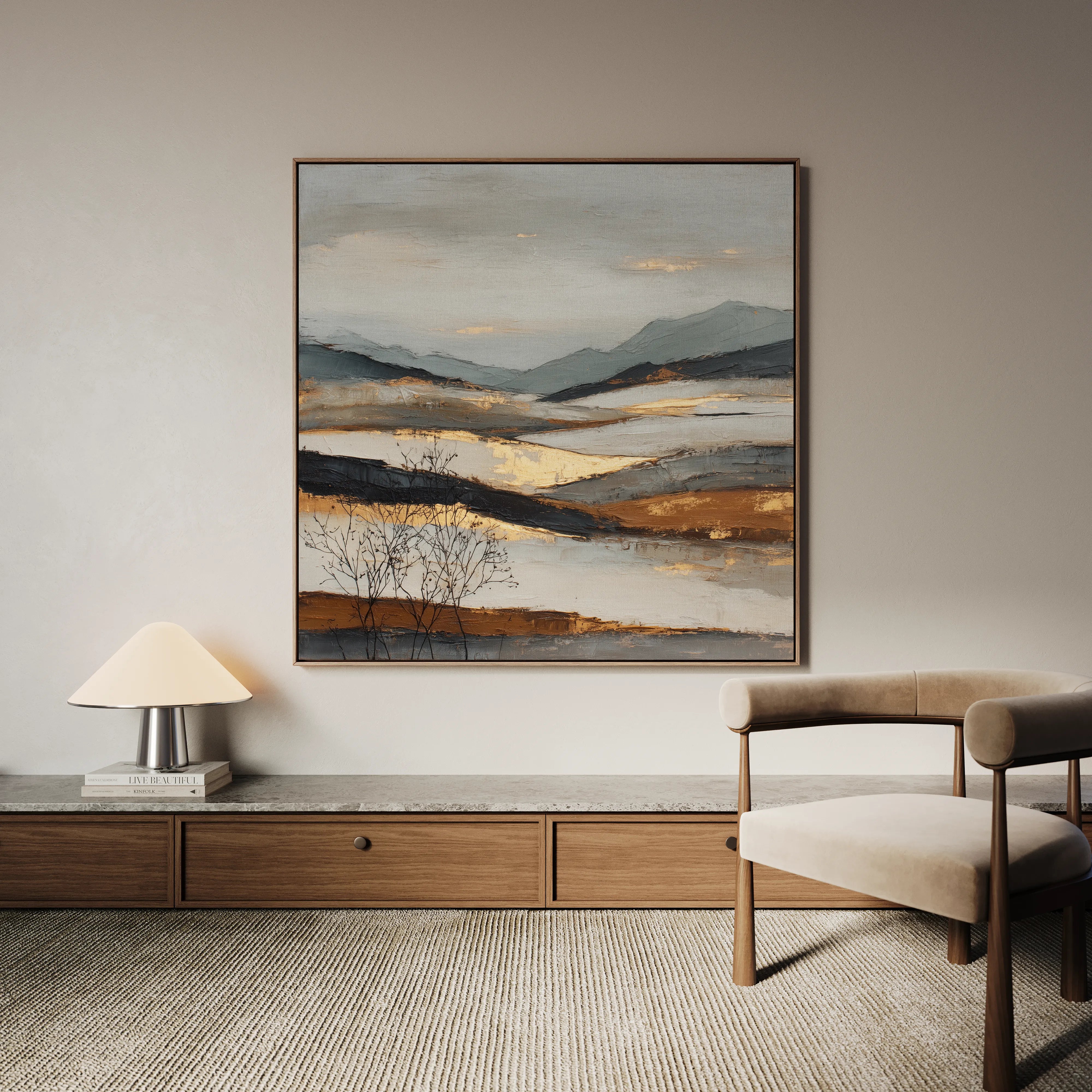 Abstract 1023 Canvas Art 16" x 16" / 40 x 40 cm / Black