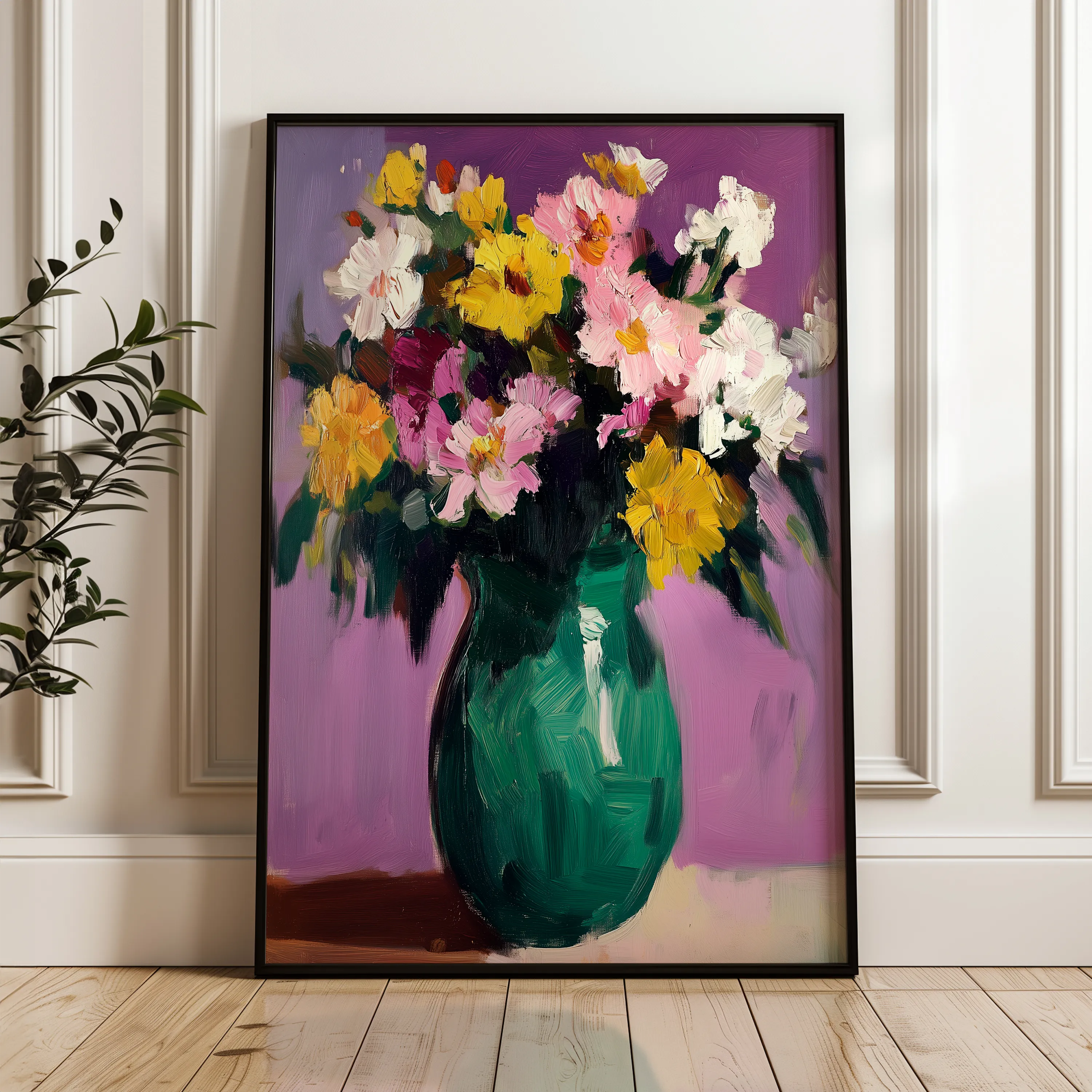 Floral 1024 Canvas Art 18" x 24" / 45 x 60 cm / Black