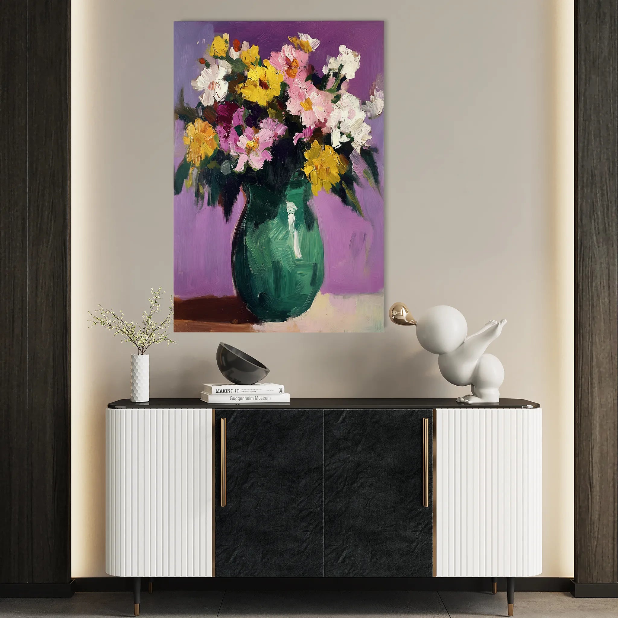 Floral 1024 Canvas Art 18" x 24" / 45 x 60 cm / Black