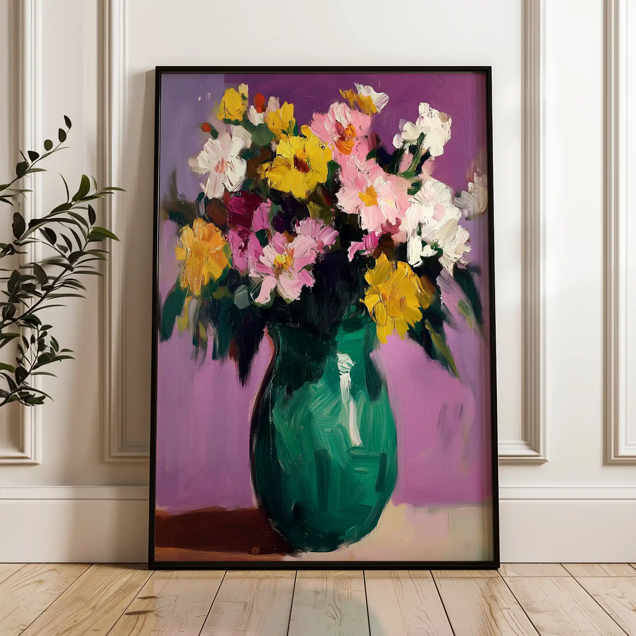 Floral 1024 Canvas Art 60 x 40 cm / Black