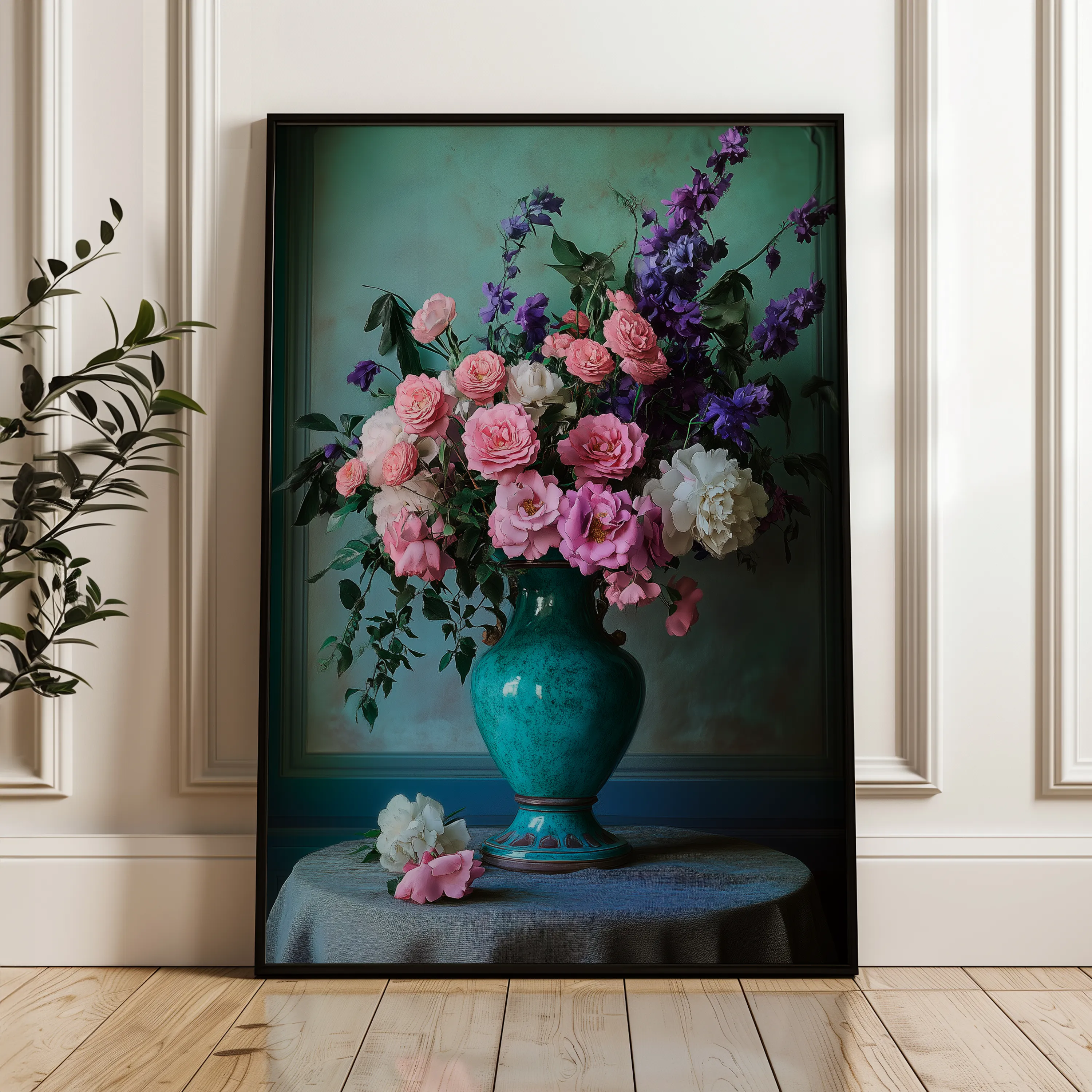 Floral 1025 Canvas Art 18" x 24" / 45 x 60 cm / Black