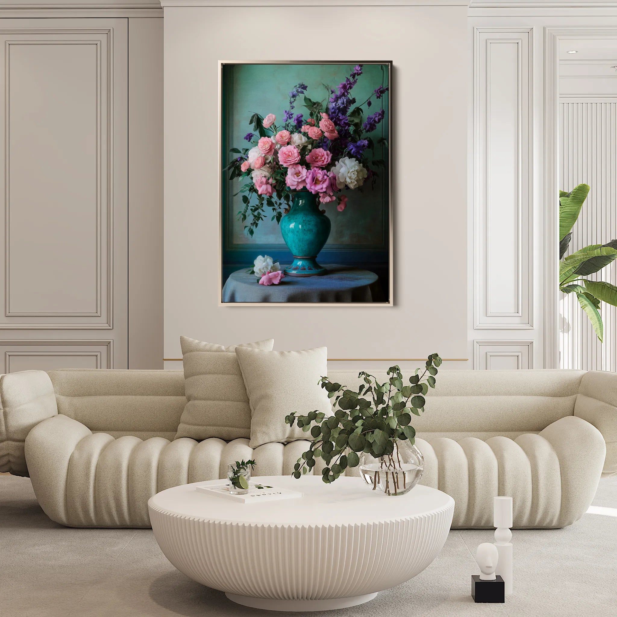 Floral 1025 Canvas Art 18" x 24" / 45 x 60 cm / Black