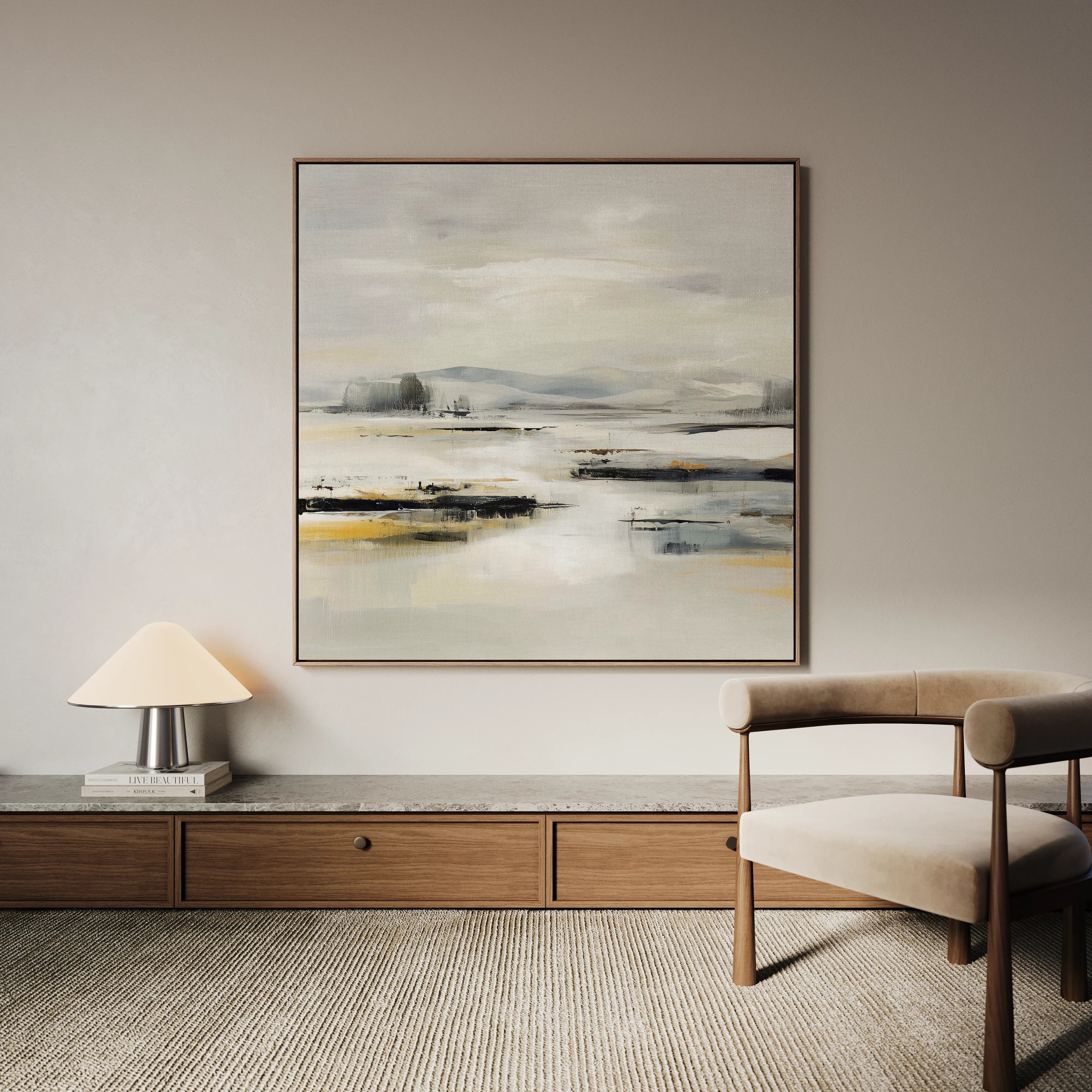 Abstract 1026 Canvas Art 16" x 16" / 40 x 40 cm / Black