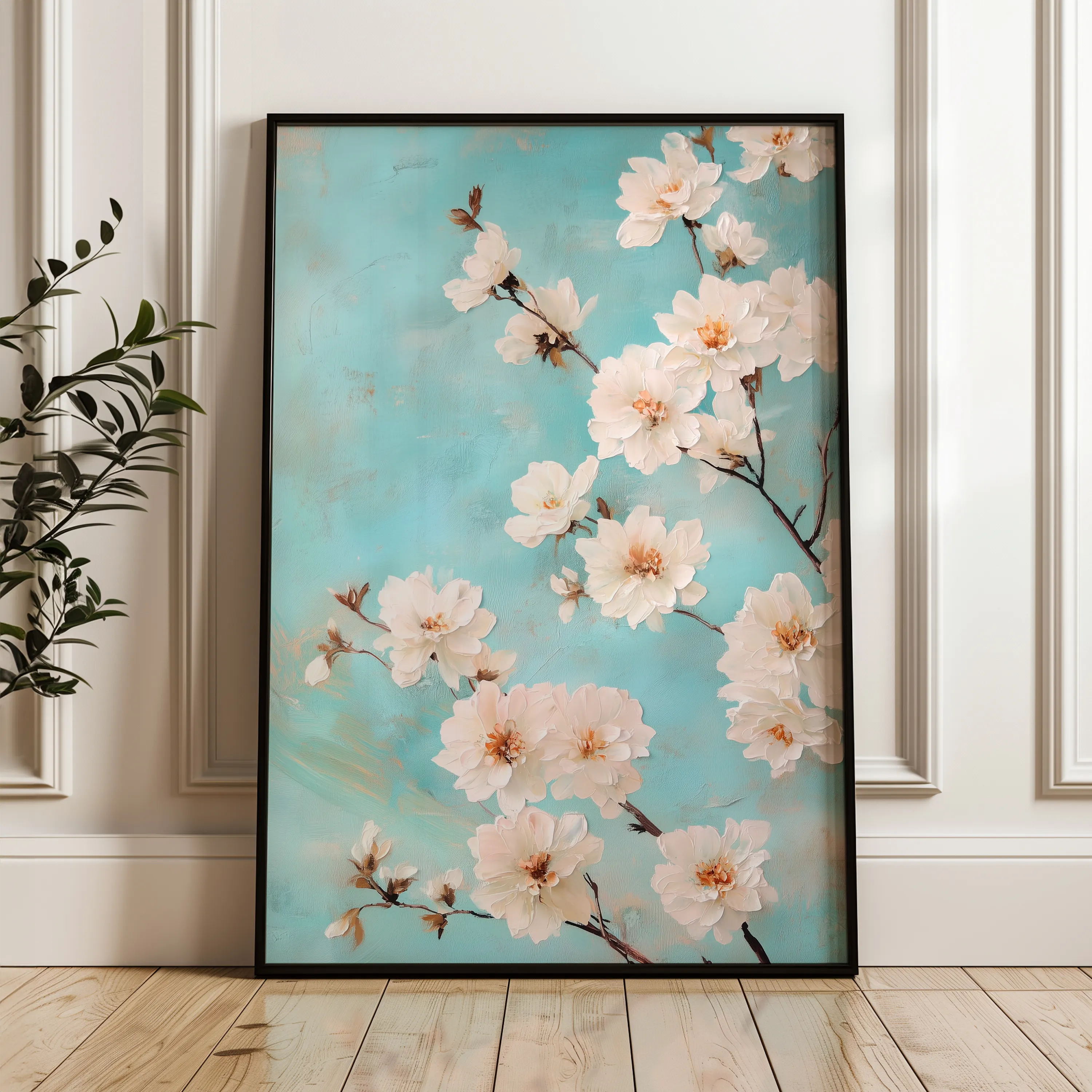 Floral 1026 Canvas Art 18" x 24" / 45 x 60 cm / Black