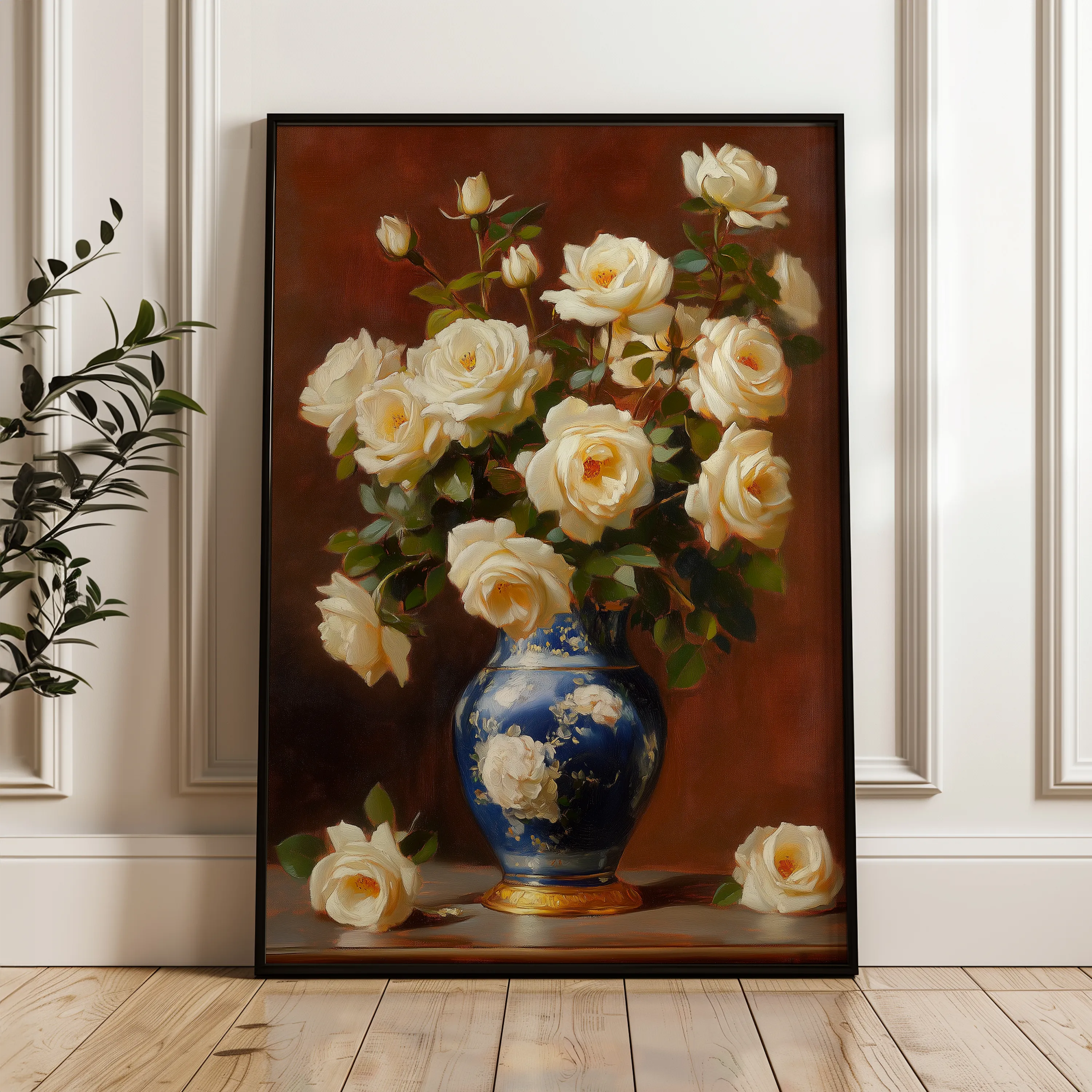 Floral 1027 Canvas Art 18" x 24" / 45 x 60 cm / Black