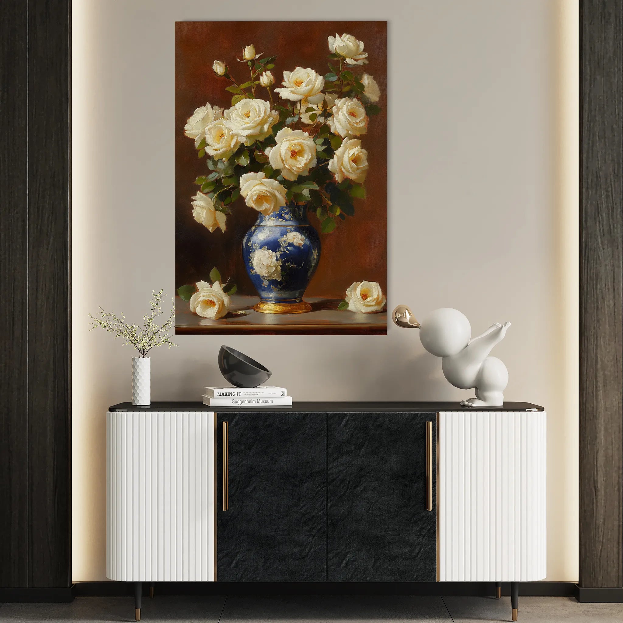 Floral 1027 Canvas Art 18" x 24" / 45 x 60 cm / Black